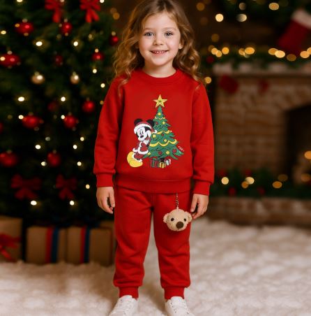Yılbaşı Ağacı Minnie Baskılı Çocuk Takım