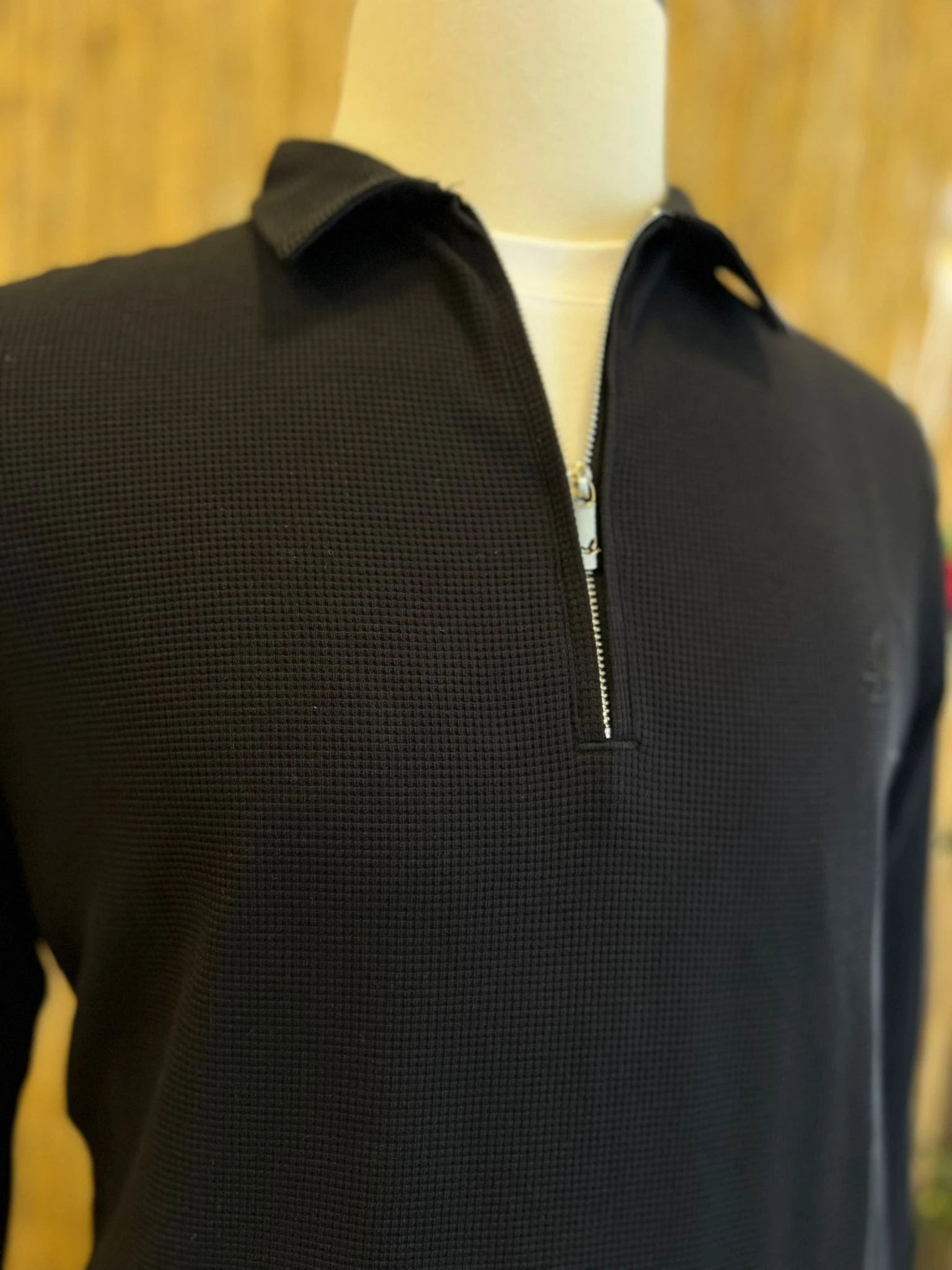 Gofre Polo Yaka Siyah