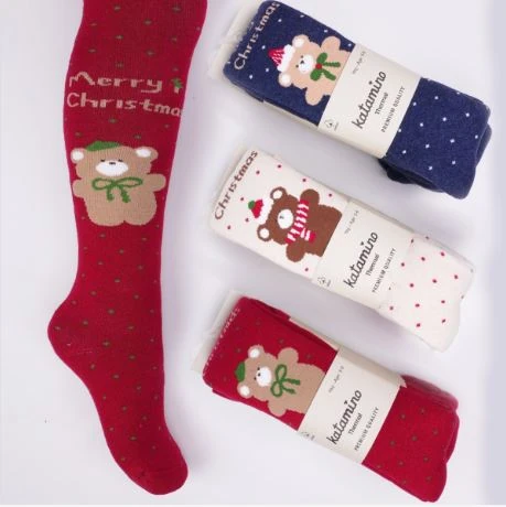 KREM - Yılbaşı Desenli Çocuk Külotlu Çorap