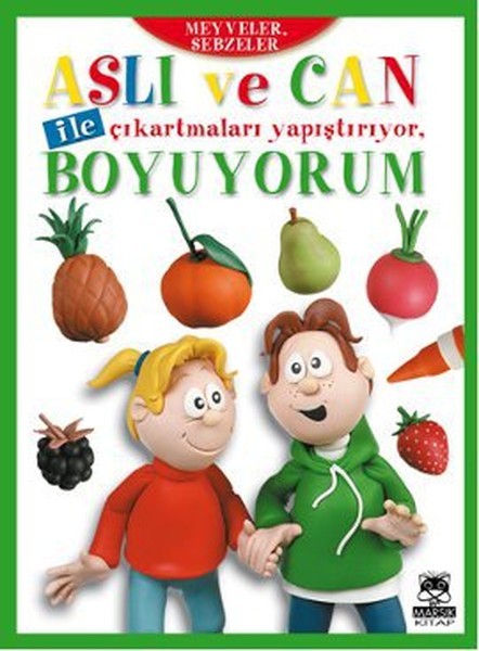 ASLI ve Can ile çıkartmaları yapıştırıyor, Boyuyorum - Meyveler, Sebzeler