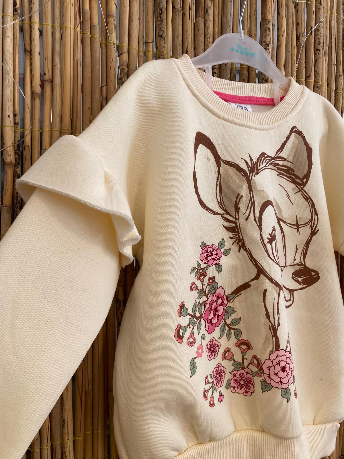 Çiçekli Bambi Sweatshirt
