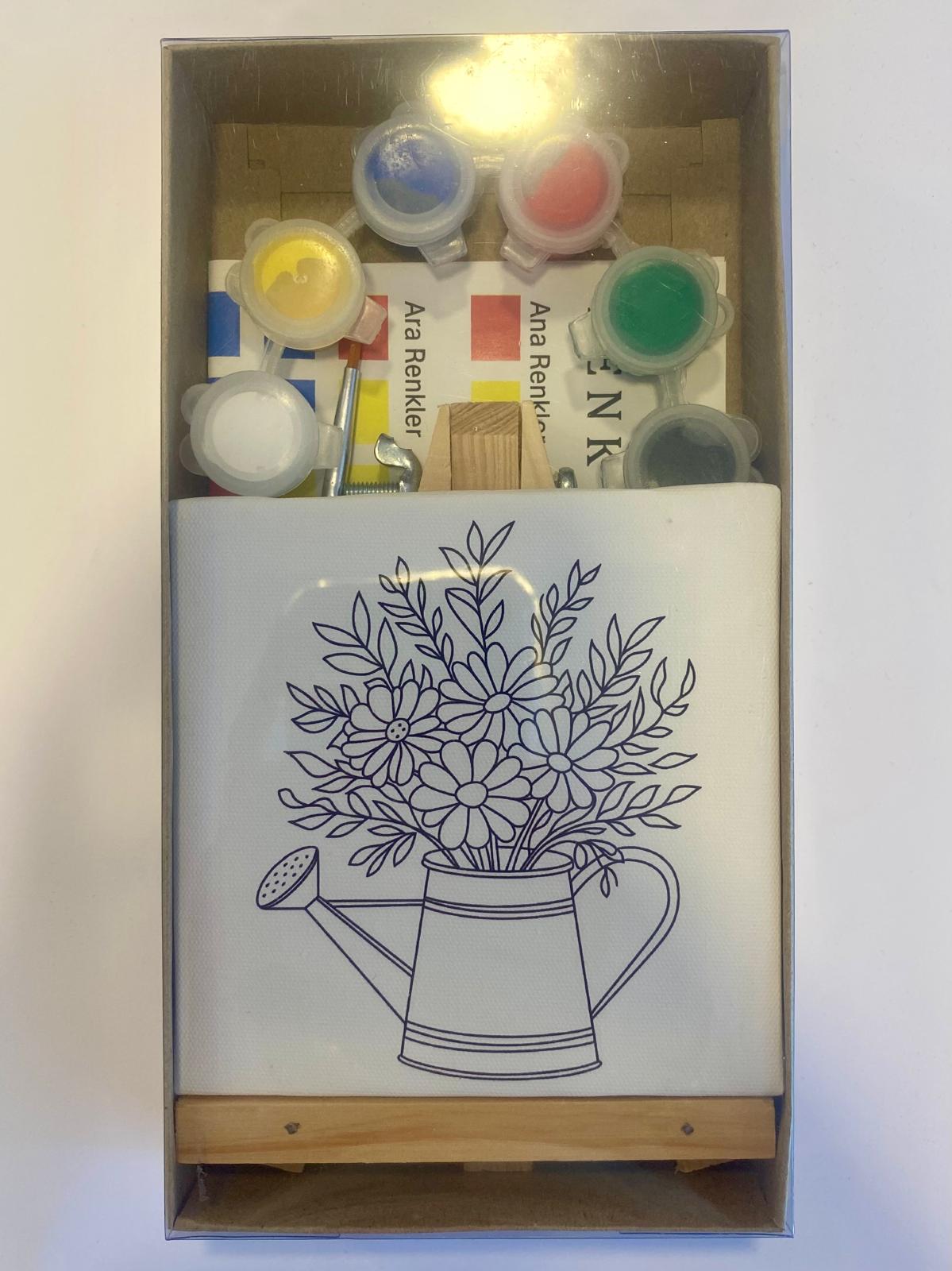 Saksılı Çicek 1 Baskılı Mini Kanvas Set