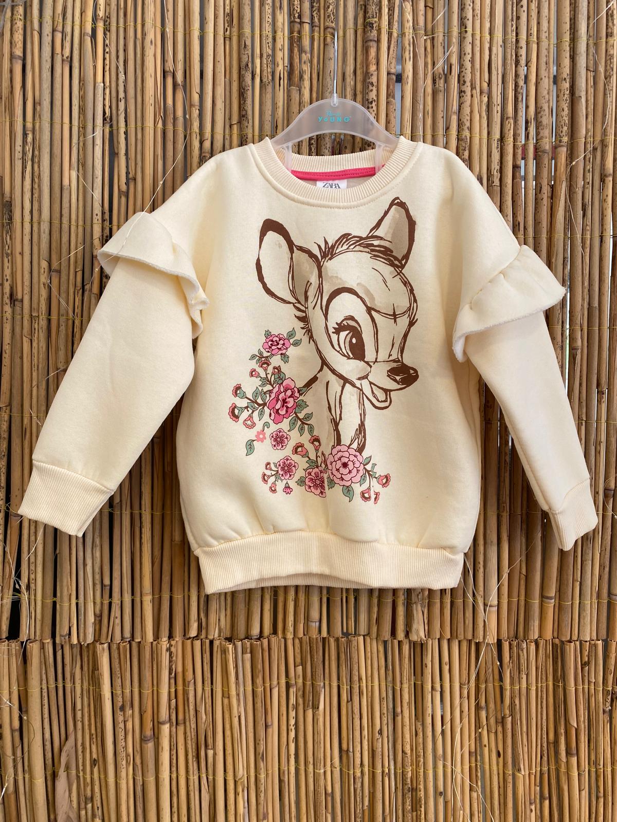 Çiçekli Bambi Sweatshirt