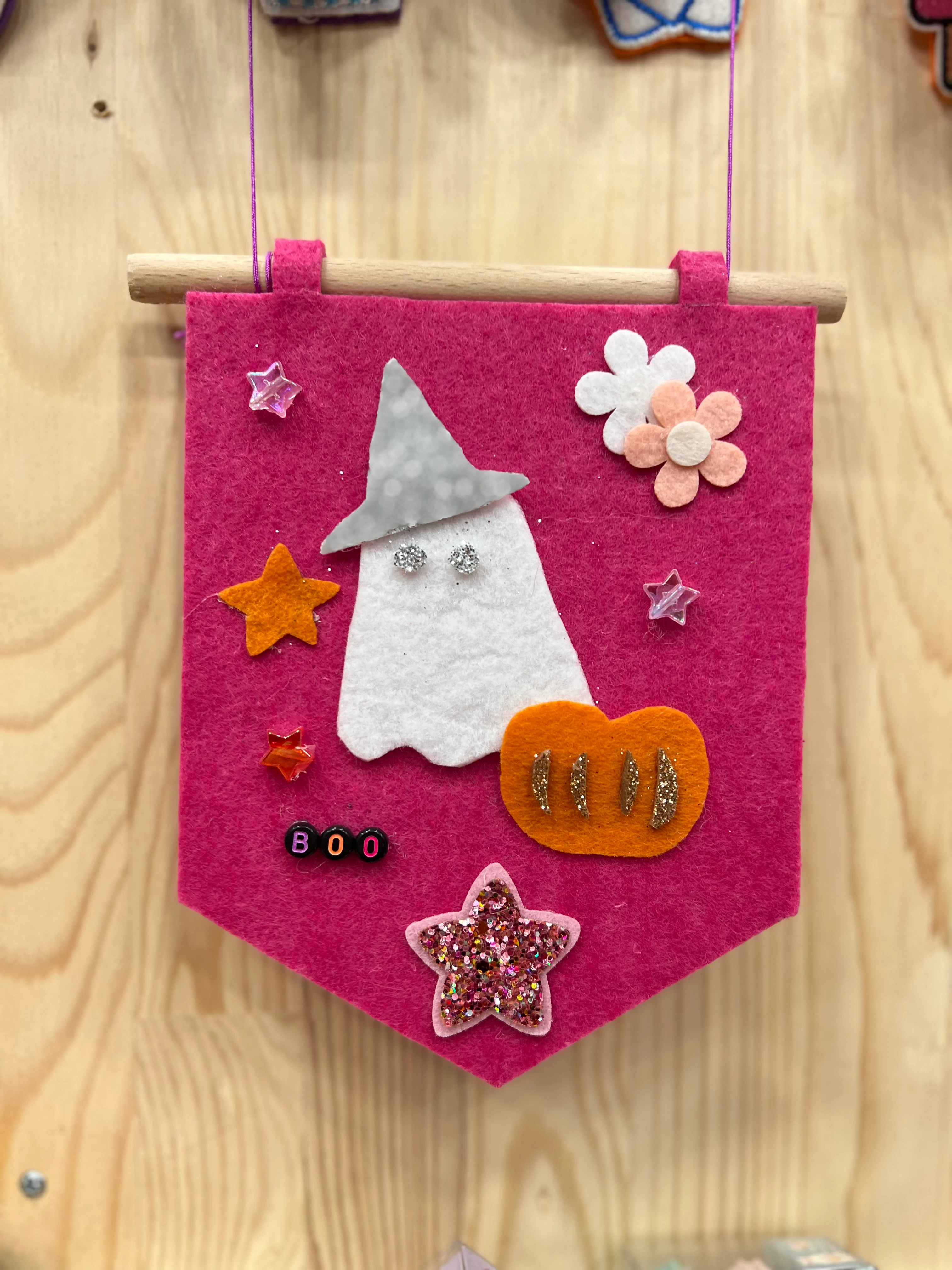 Keçe Flag Dekoratif Obje Pembe