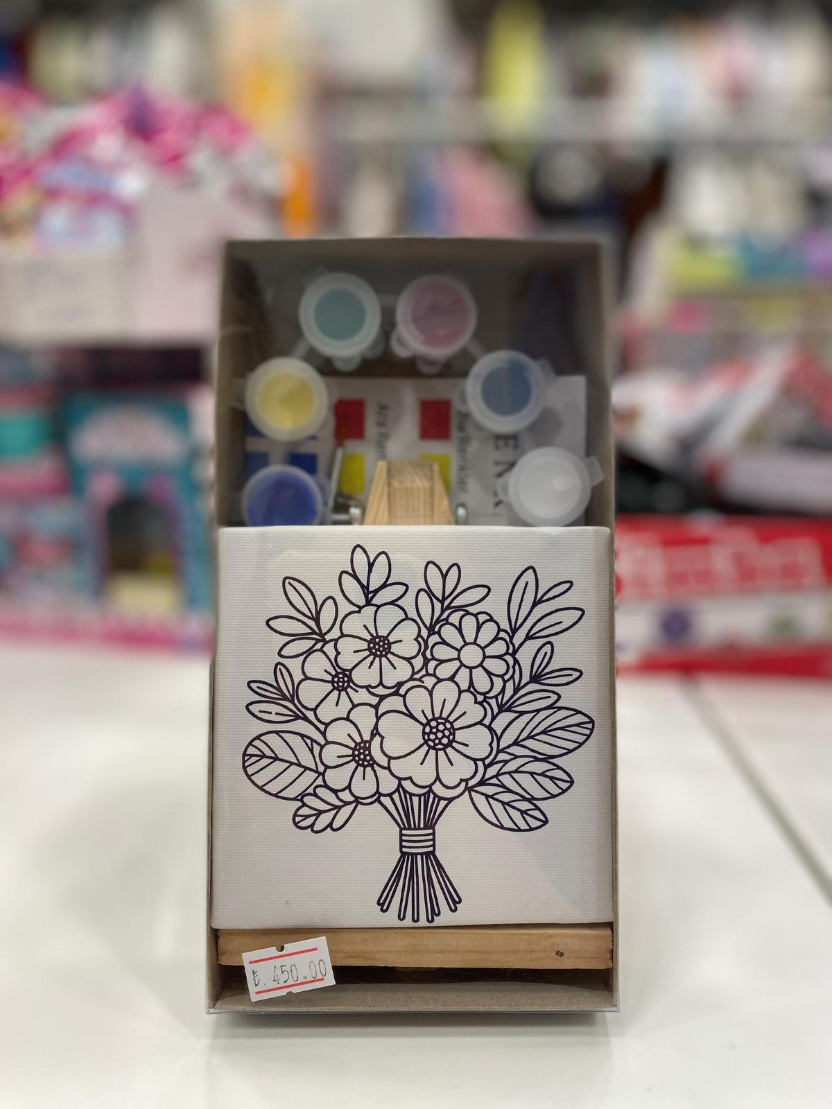 Çiçek Buketi Baskılı Mini Kanvas Set