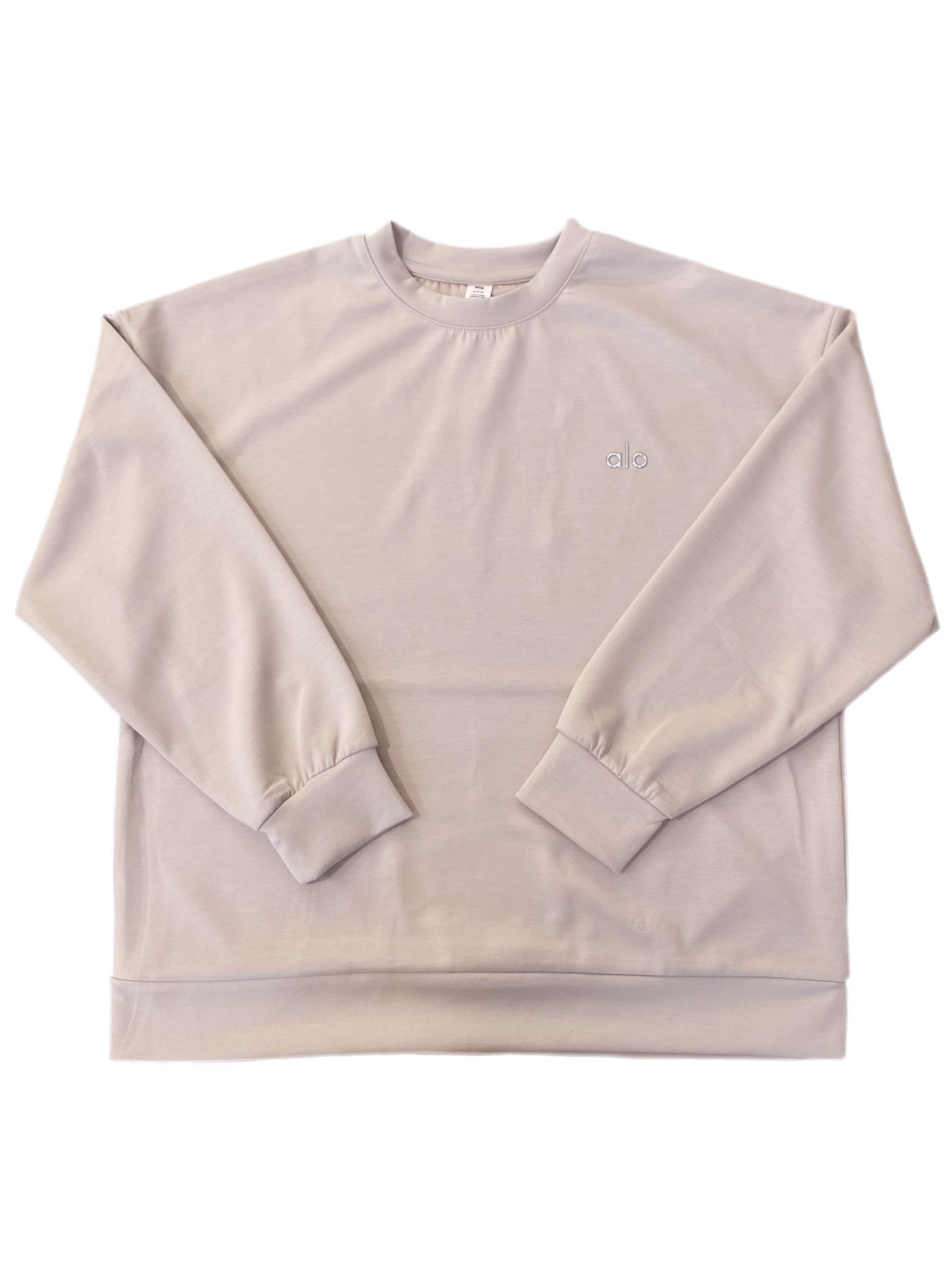 Logolu Bisiklet Yaka Sweatshirt Ekru