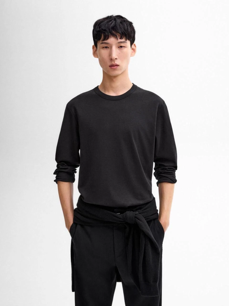 Uzun Kol Gramajlı Tişört Siyah