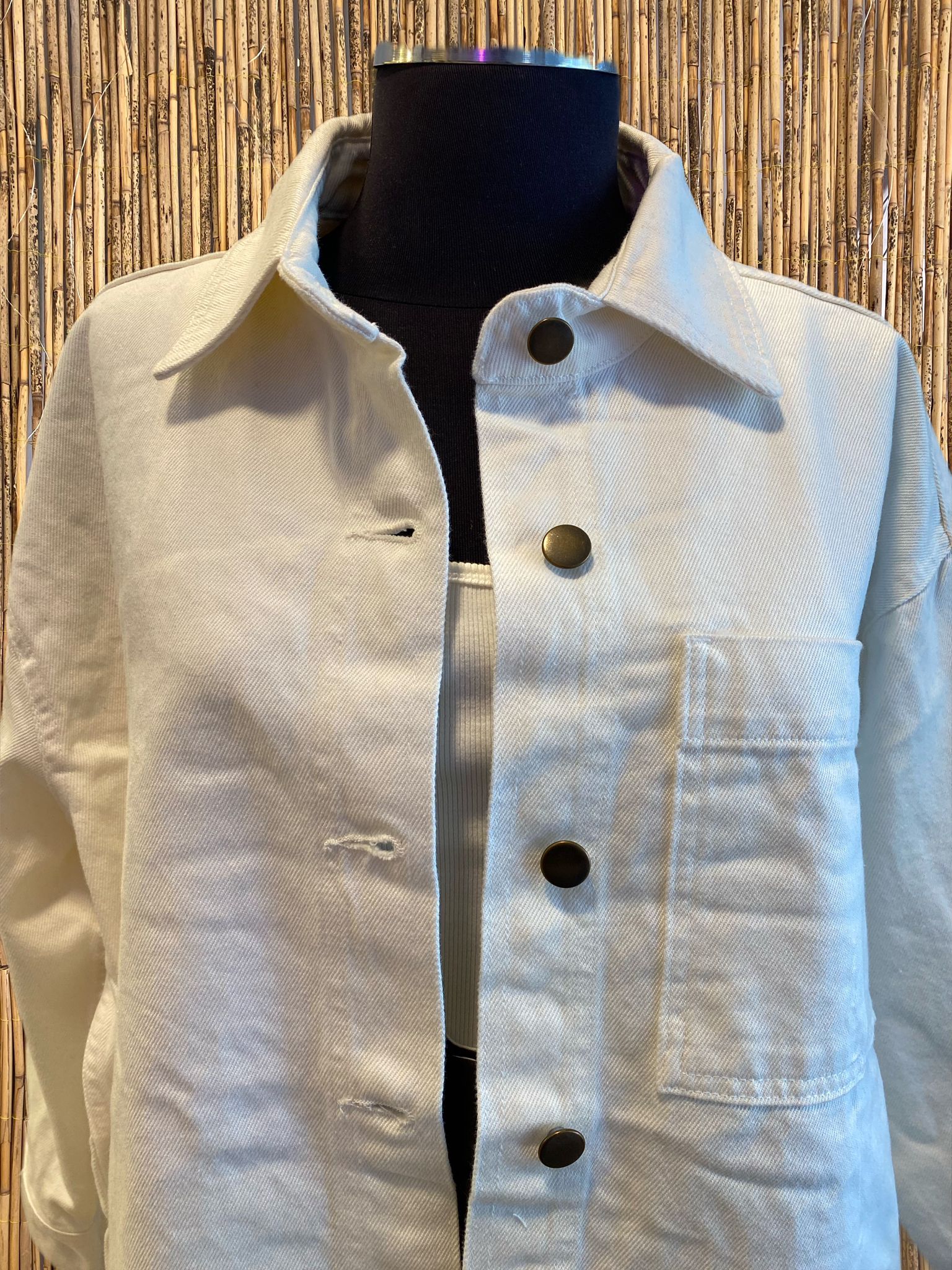 Beyaz Kadın Denim Ceket