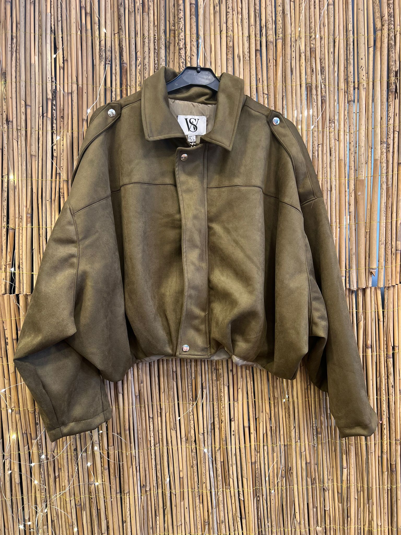 Haki Renk Süet Kadın Ceket