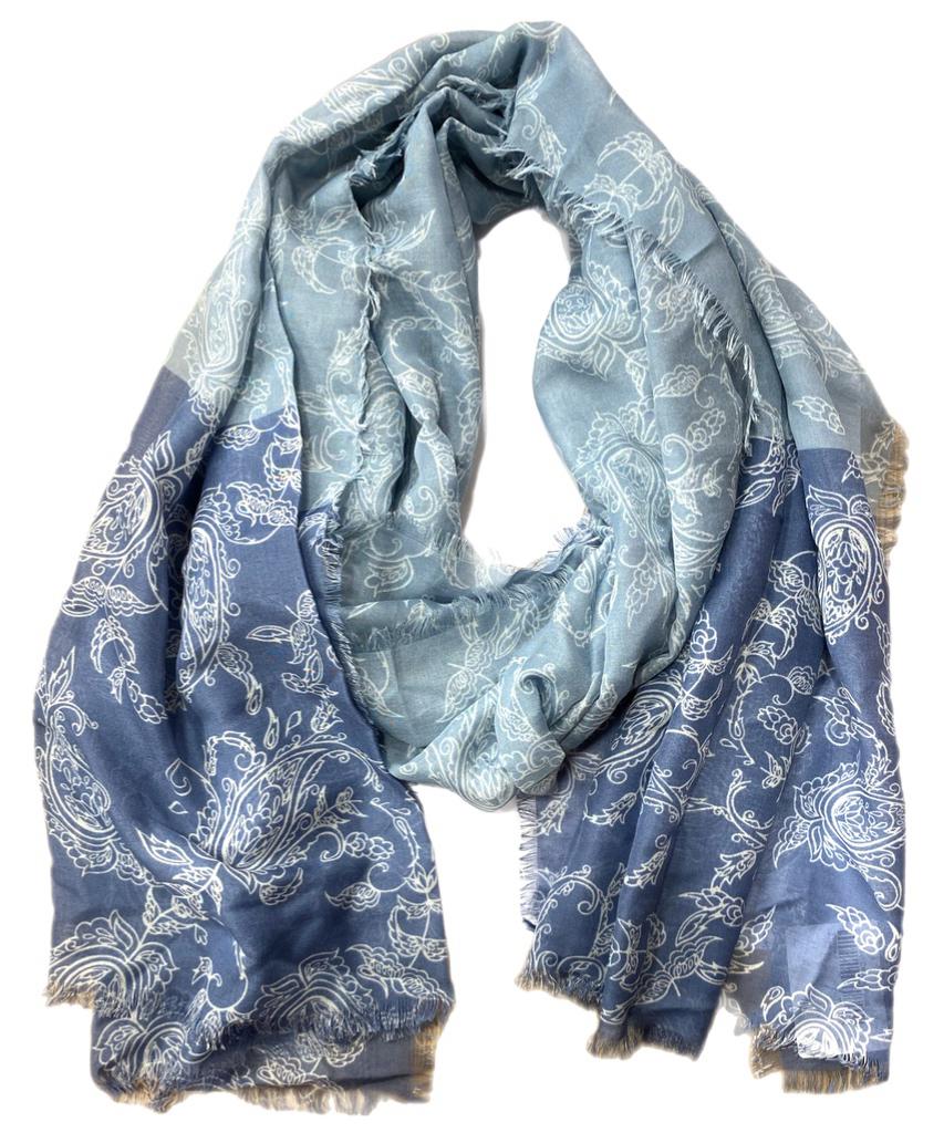Mavi Desenli Fular