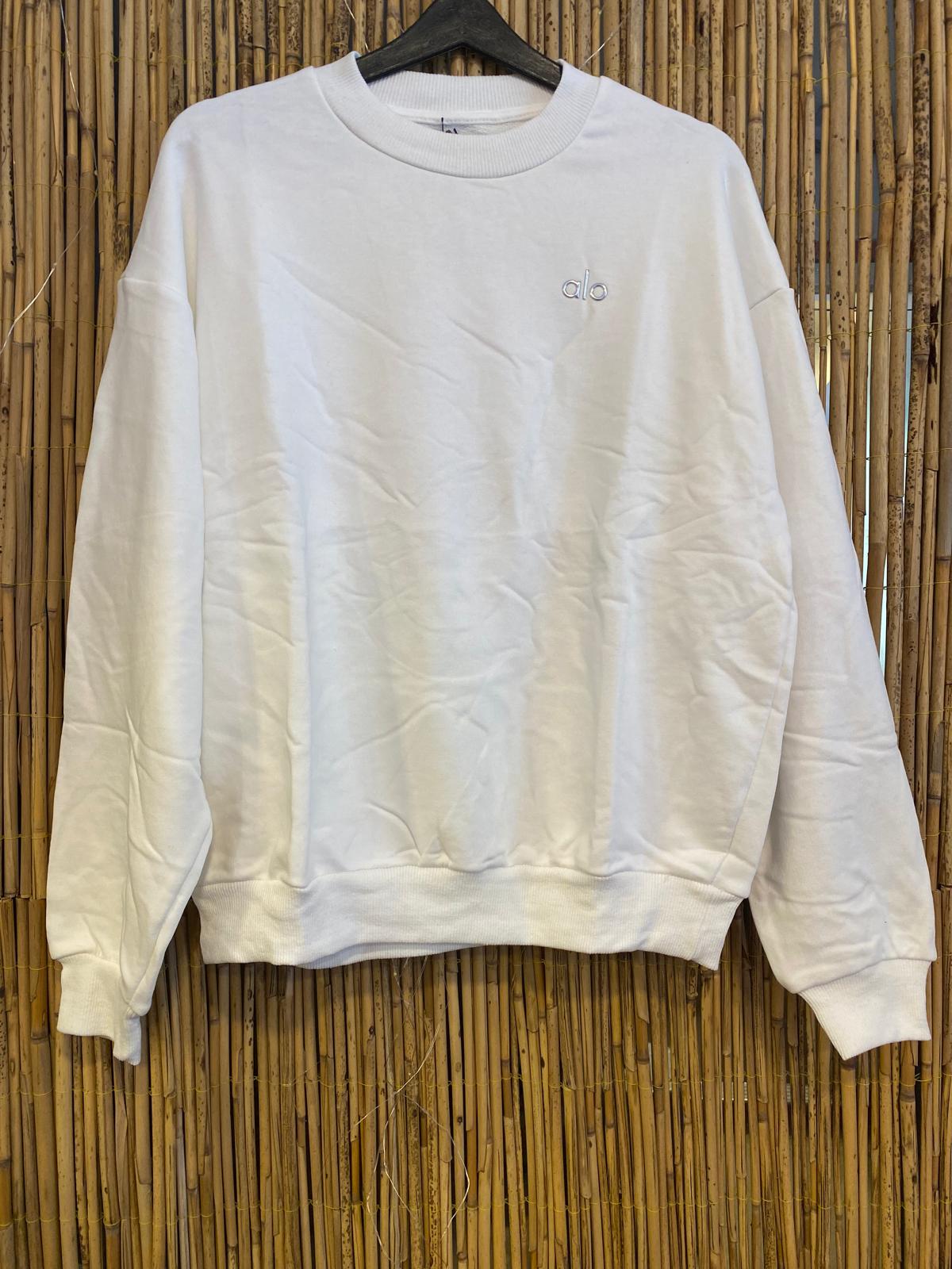 Logolu Bisiklet Yaka Sweatshirt Beyaz