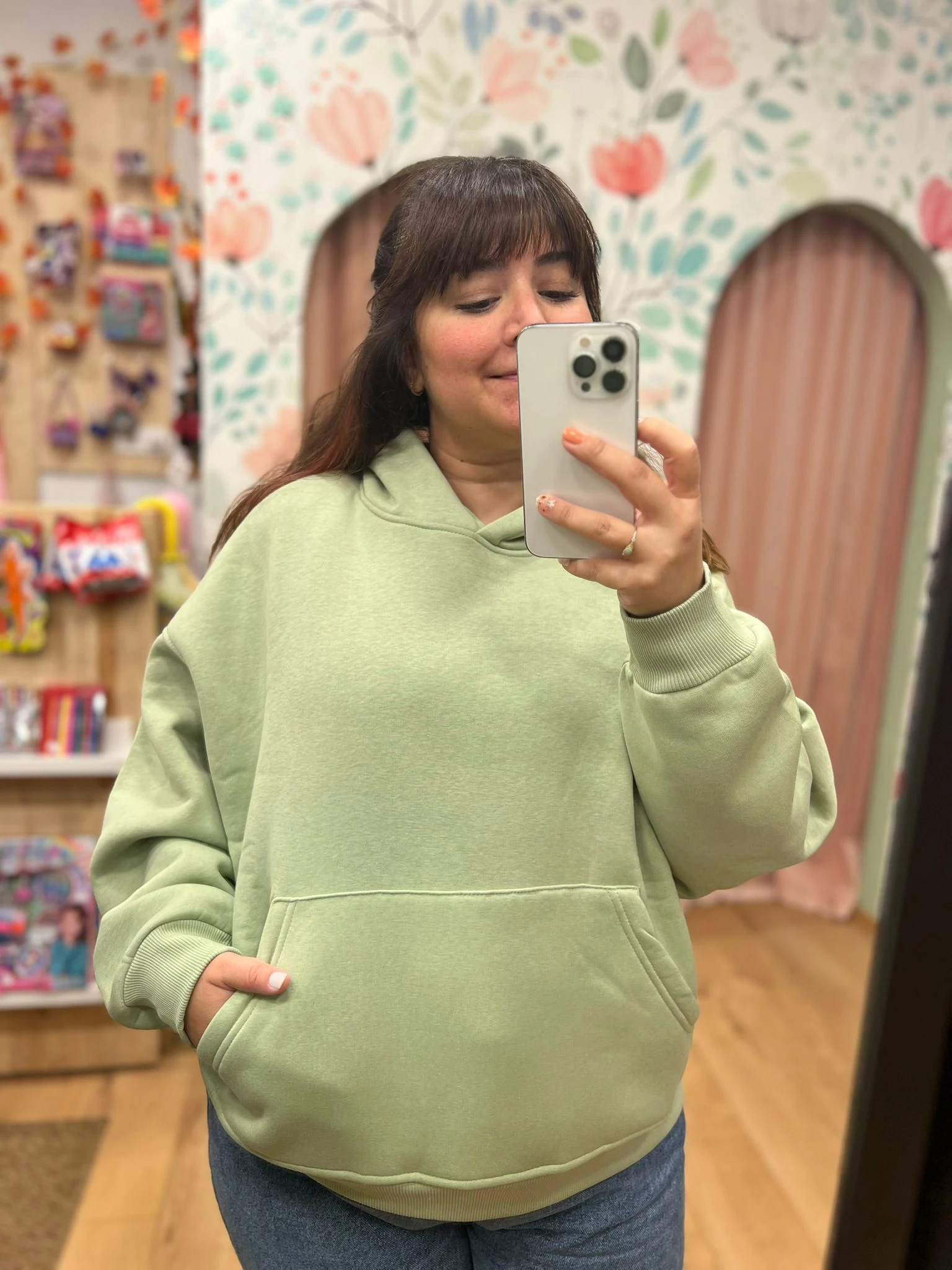 Kapüşonlu Kadın Sweatshirt Mint Yeşil