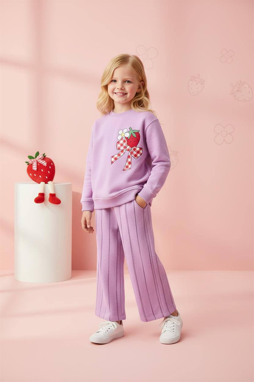 Çilekli Altı Çizgili Eşofman Takım