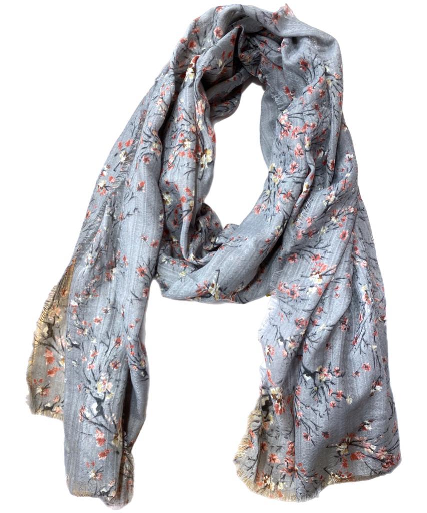 Gri Çiçek Ağacı Fular