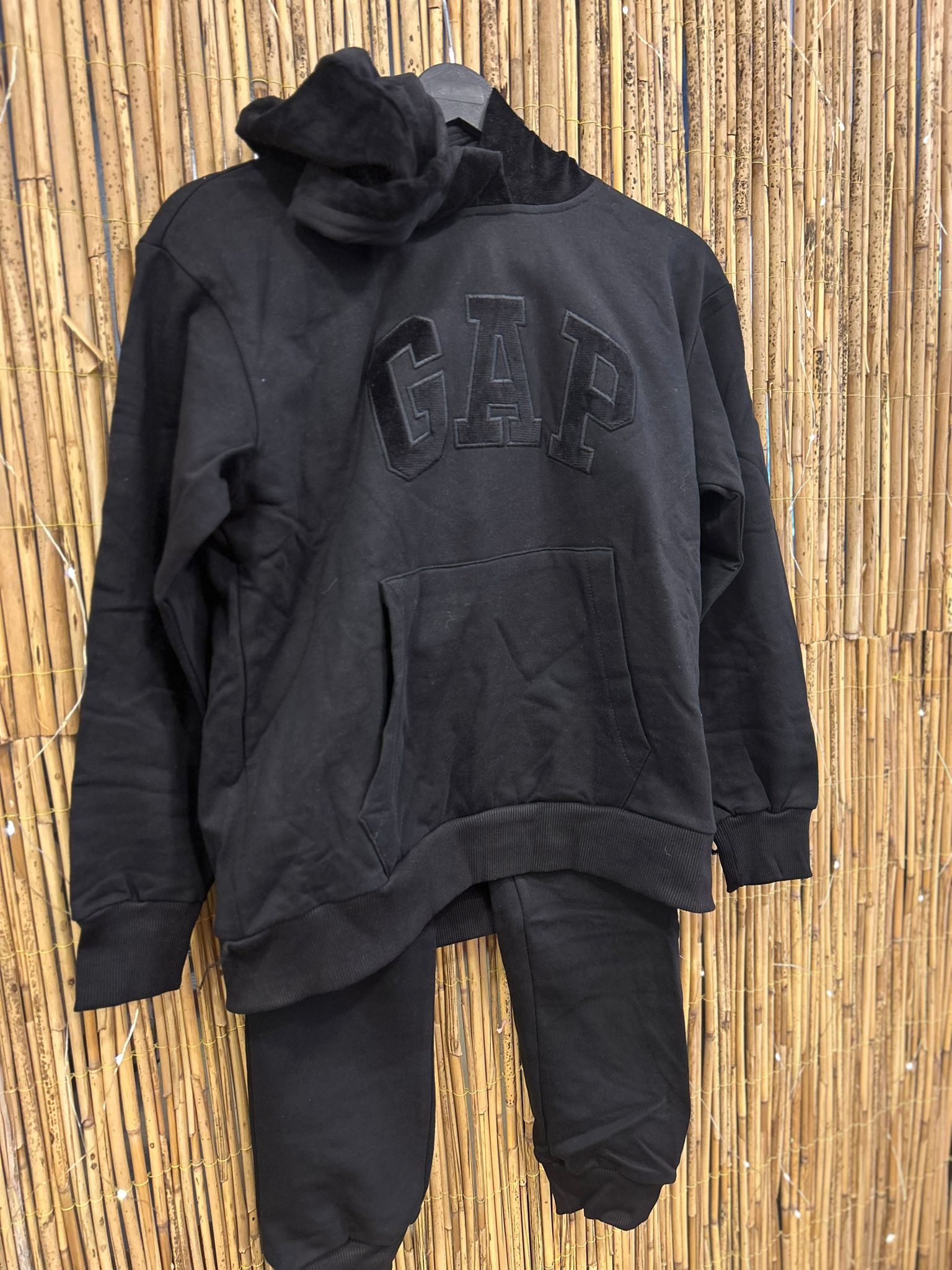 Logolu Kadife Kapüşonlu Sweatshirt