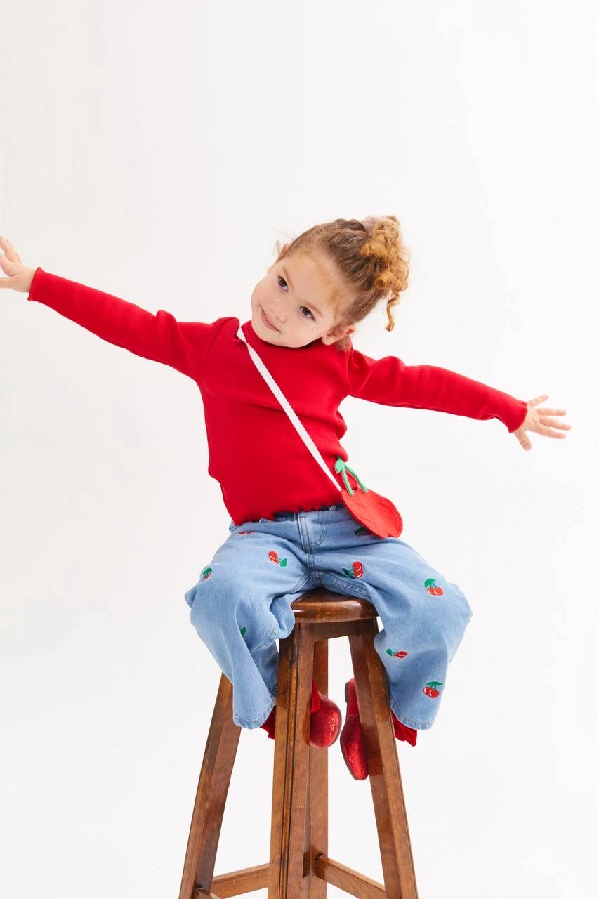 Kiraz Desen Alt Üst 3lü Takım