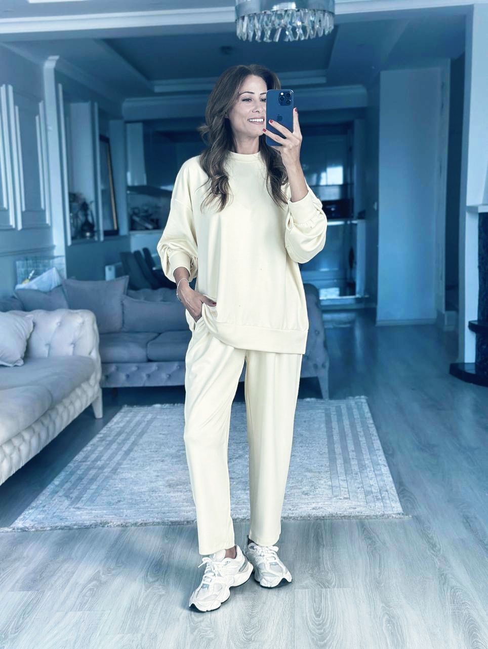 Modal Oversize Takım Krem