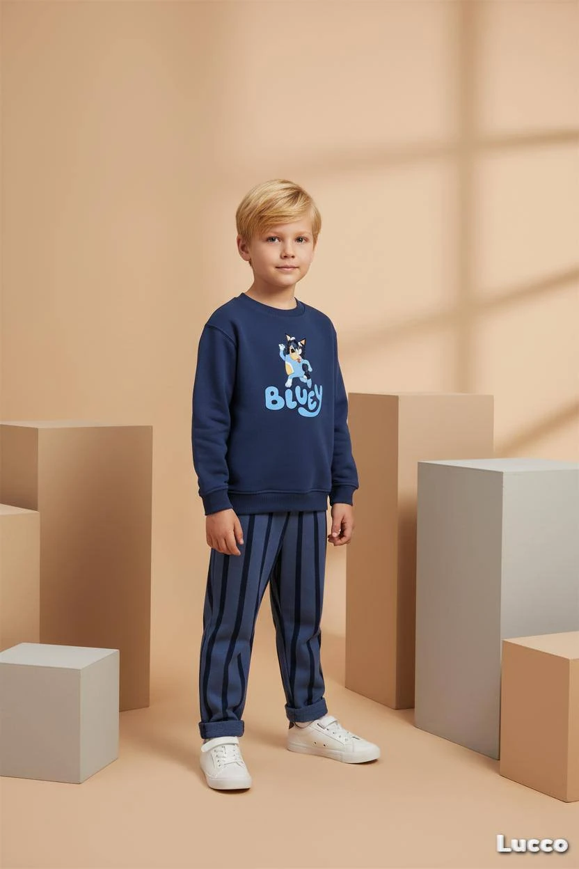 Bluey Çizgili Çocuk Takım