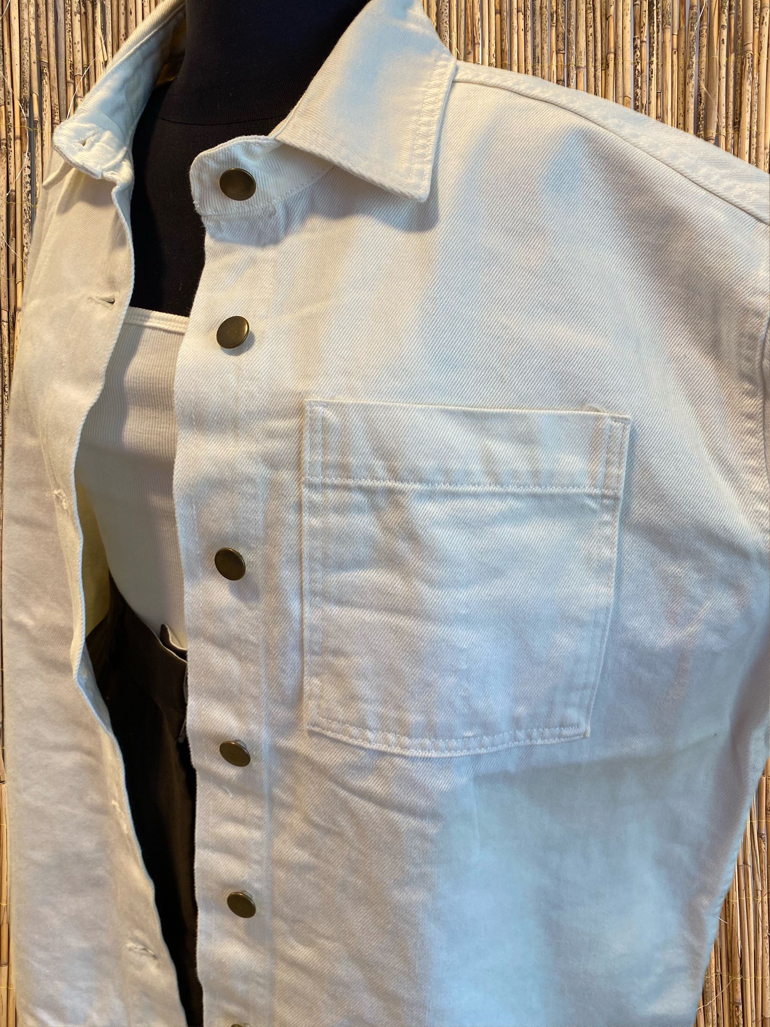 Beyaz Kadın Denim Ceket