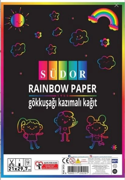 Gökkuşağı Kazımalı Kağıt 10lu