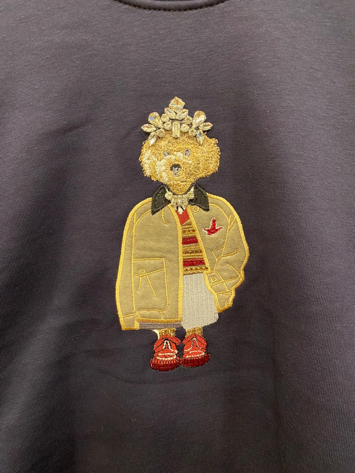 Köpek Nakışlı Sweatshirt Lacivert