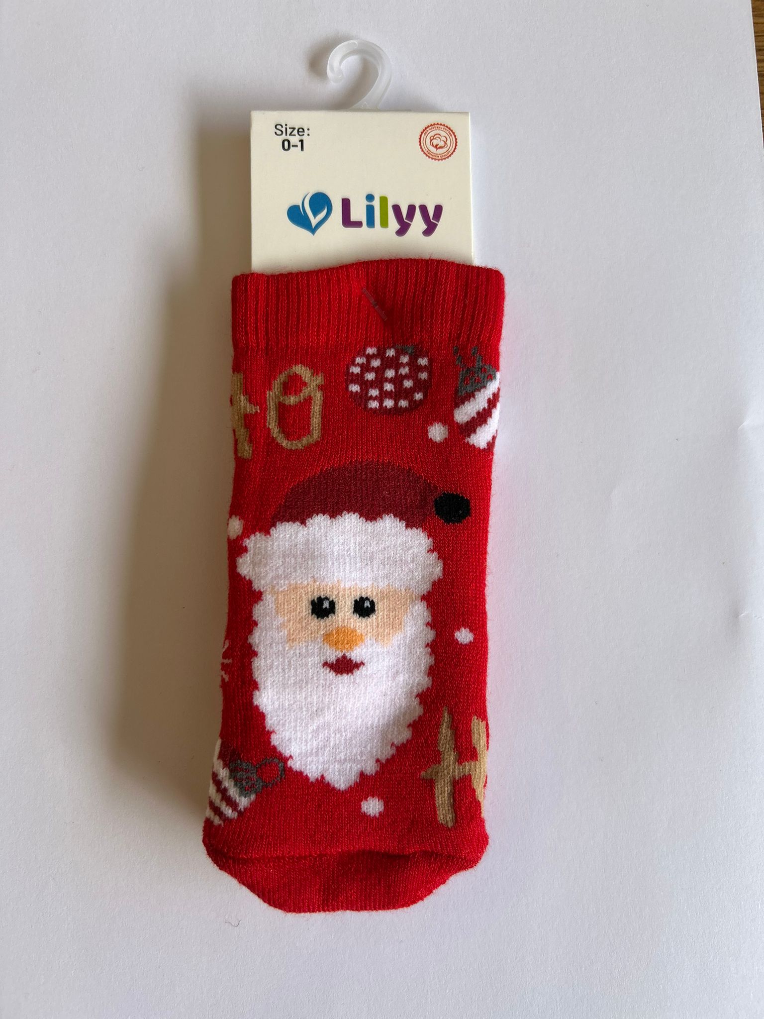 Noel Baba Desenli Bebek Havlu Çorap