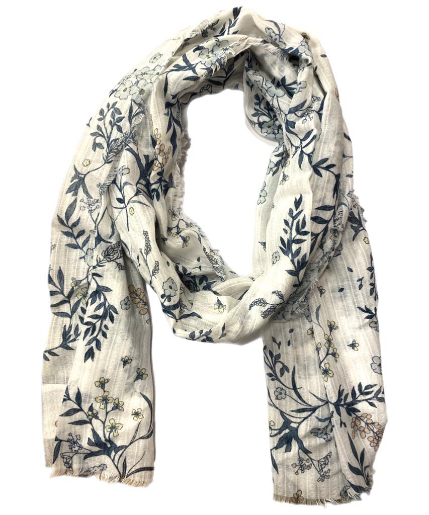 Beyaz Çiçekli Fular