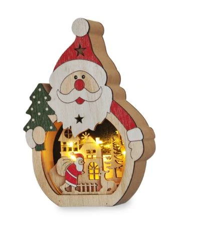 Ahşap Işıklı Noel Baba 