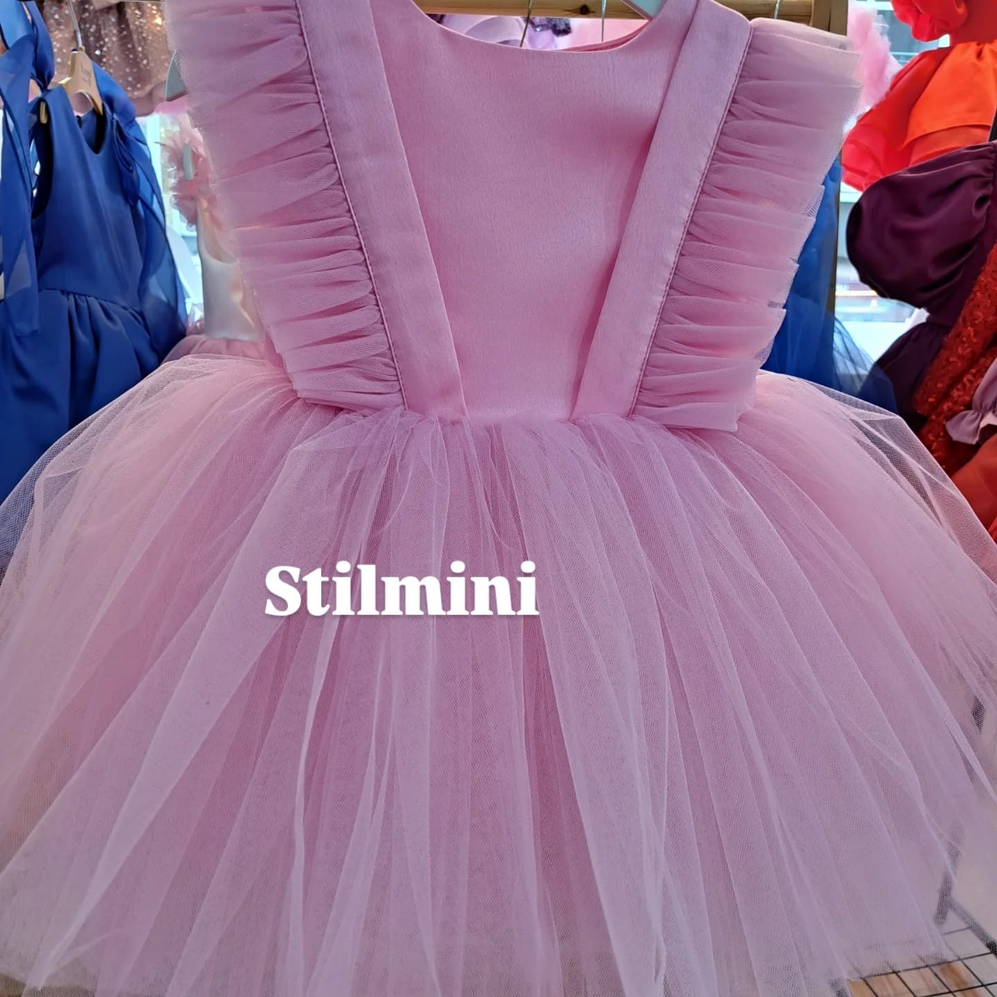 Pembe tüllü kız çocuk elbisesi
