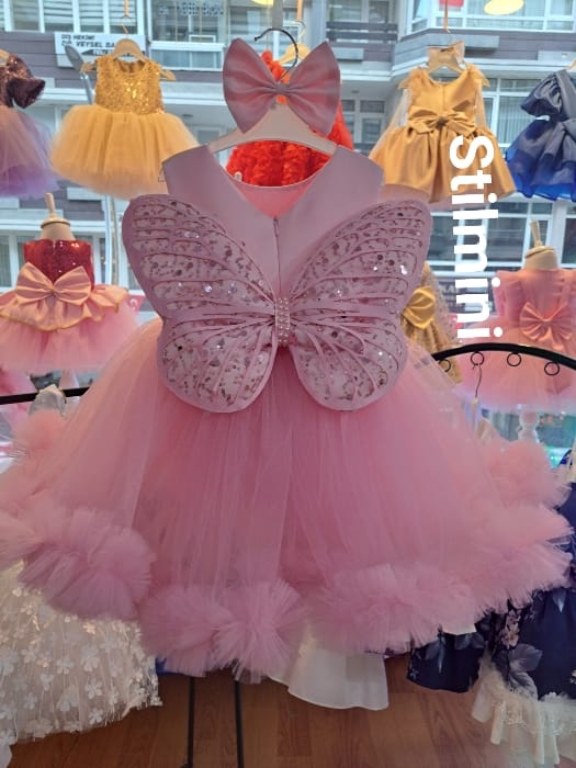 Pembe abiye elbise