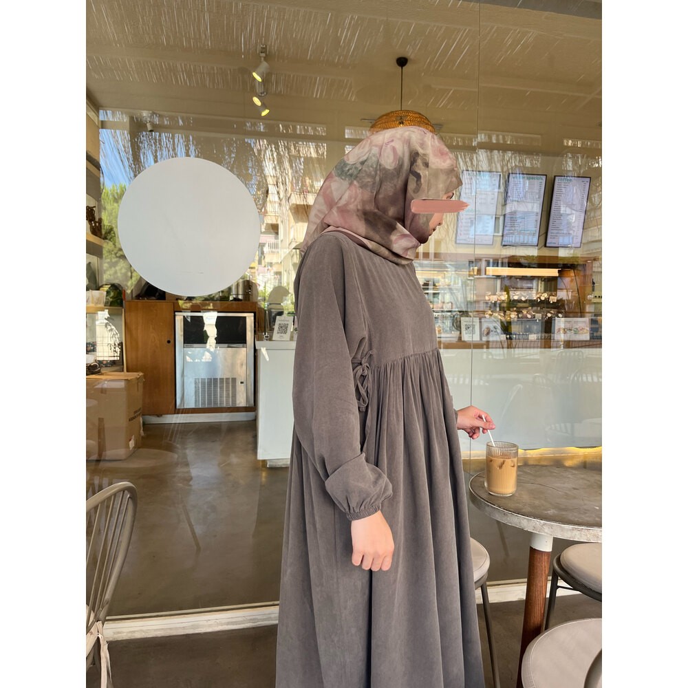 Soft Yeşil Yandan Bağcıklı Elbise