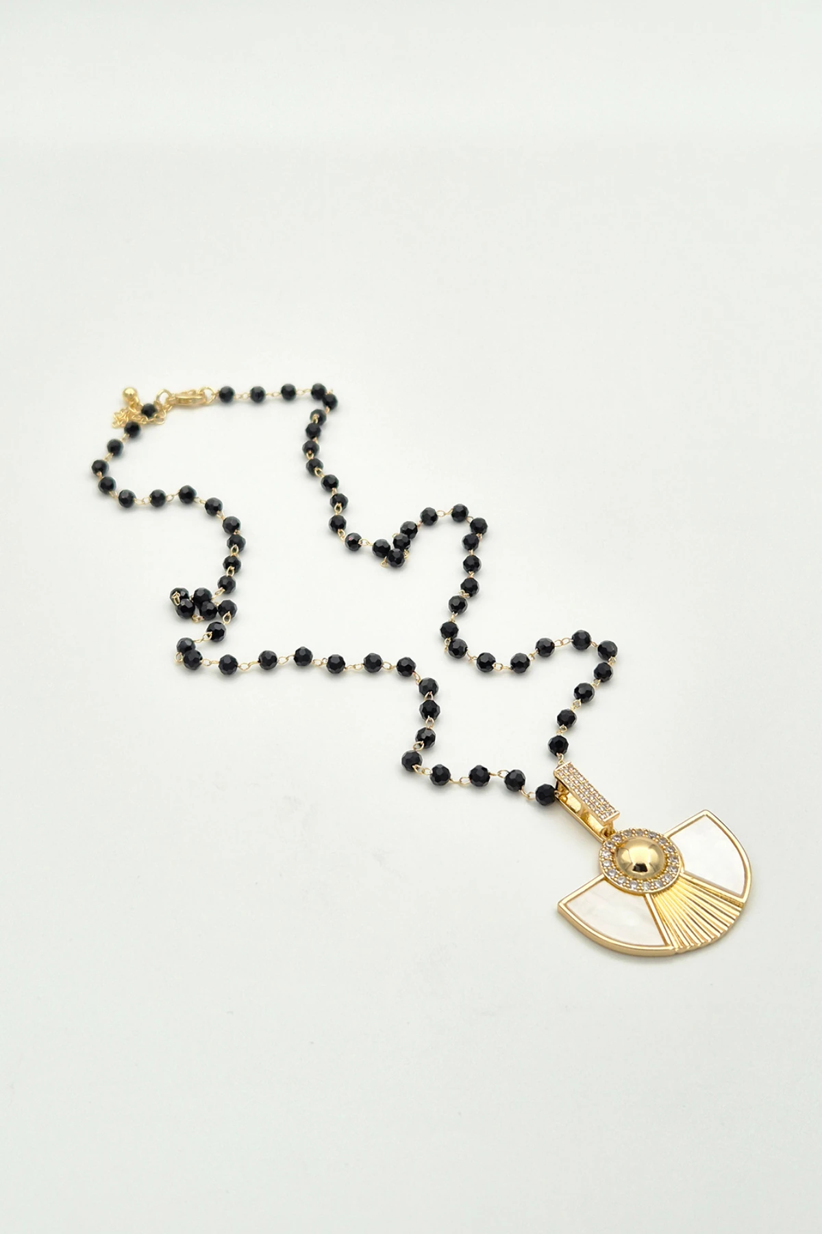 Kadın Çelik Kolye Gold Renk Yelpaze Model