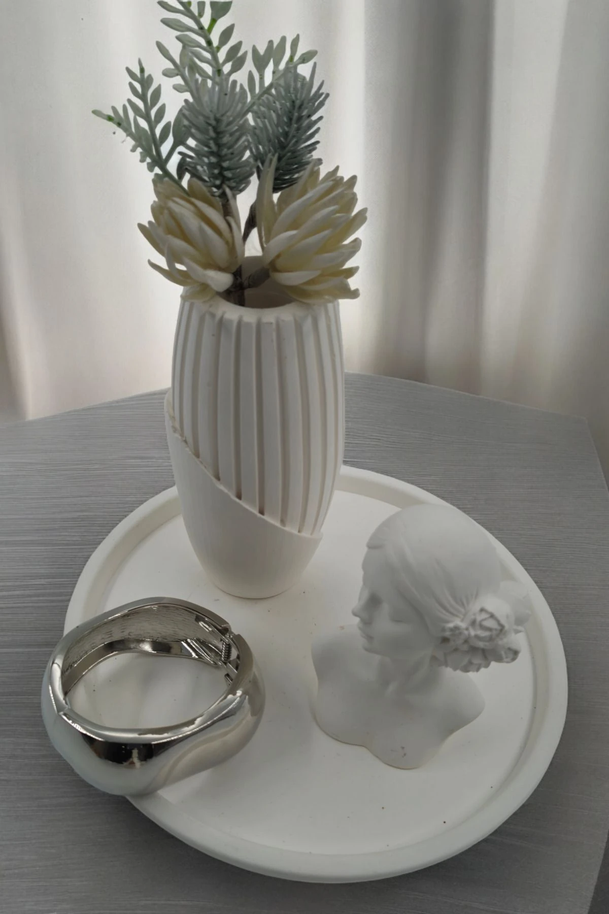 Kadın Bileklik Gümüş Geniş Dalgalı Model