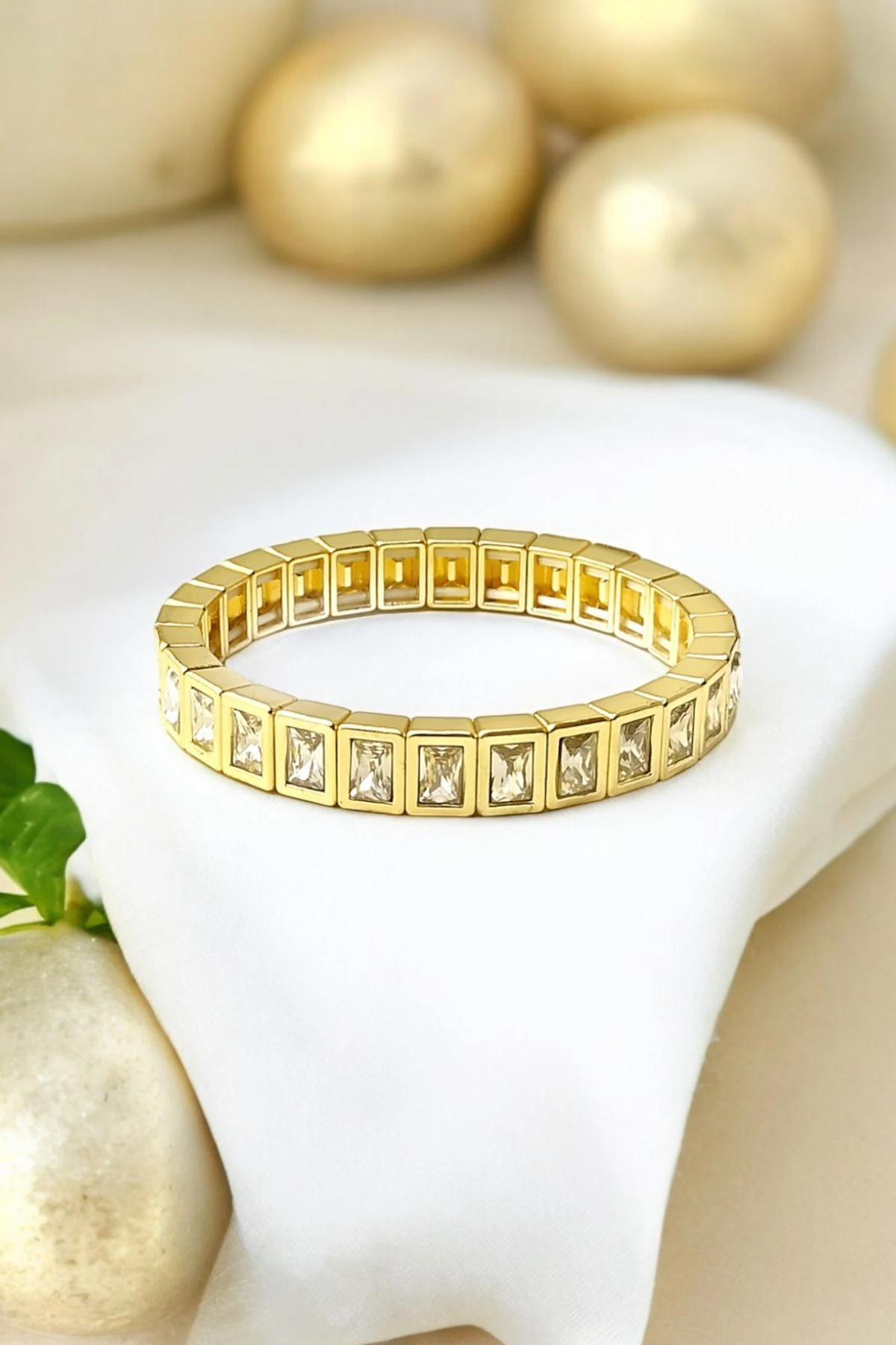 Kadın Bileklik Zirkon Taşlı Gold Esneyebilen Model