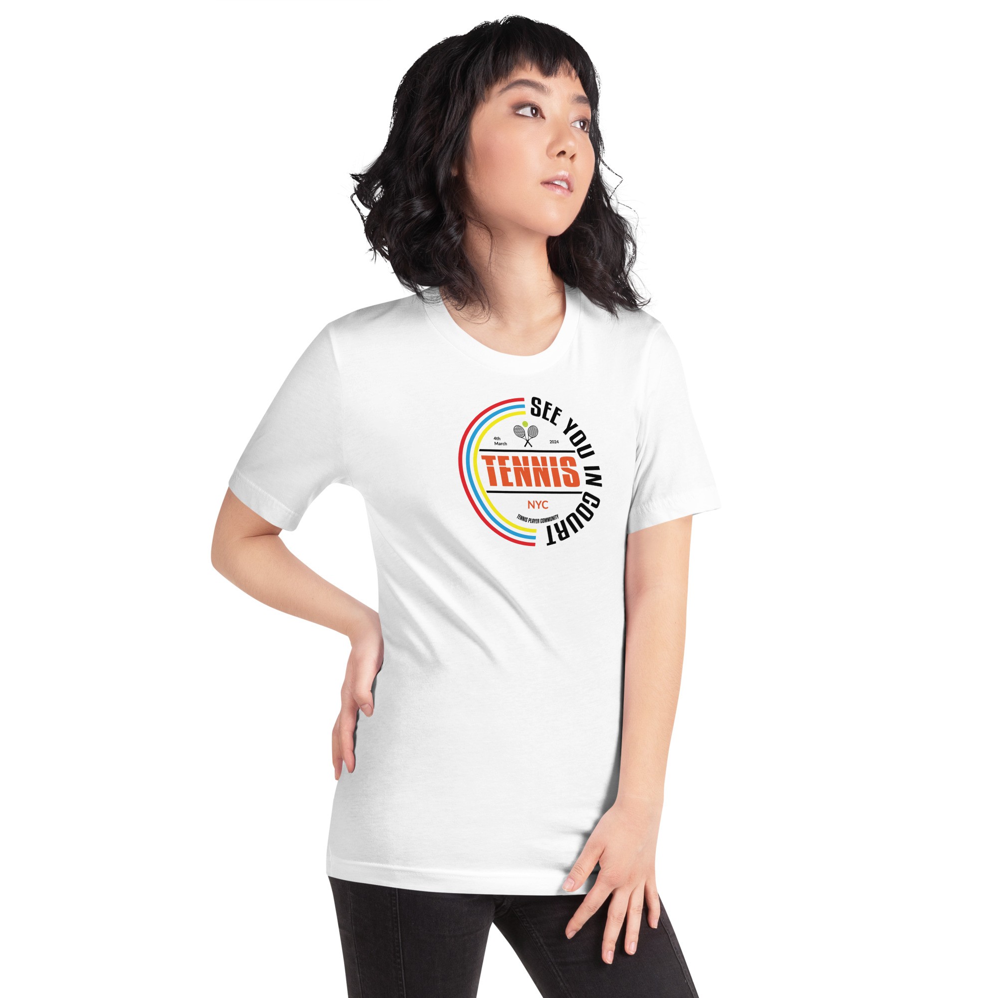Unisex See You In Court Tenis T-Shirt - Beyaz