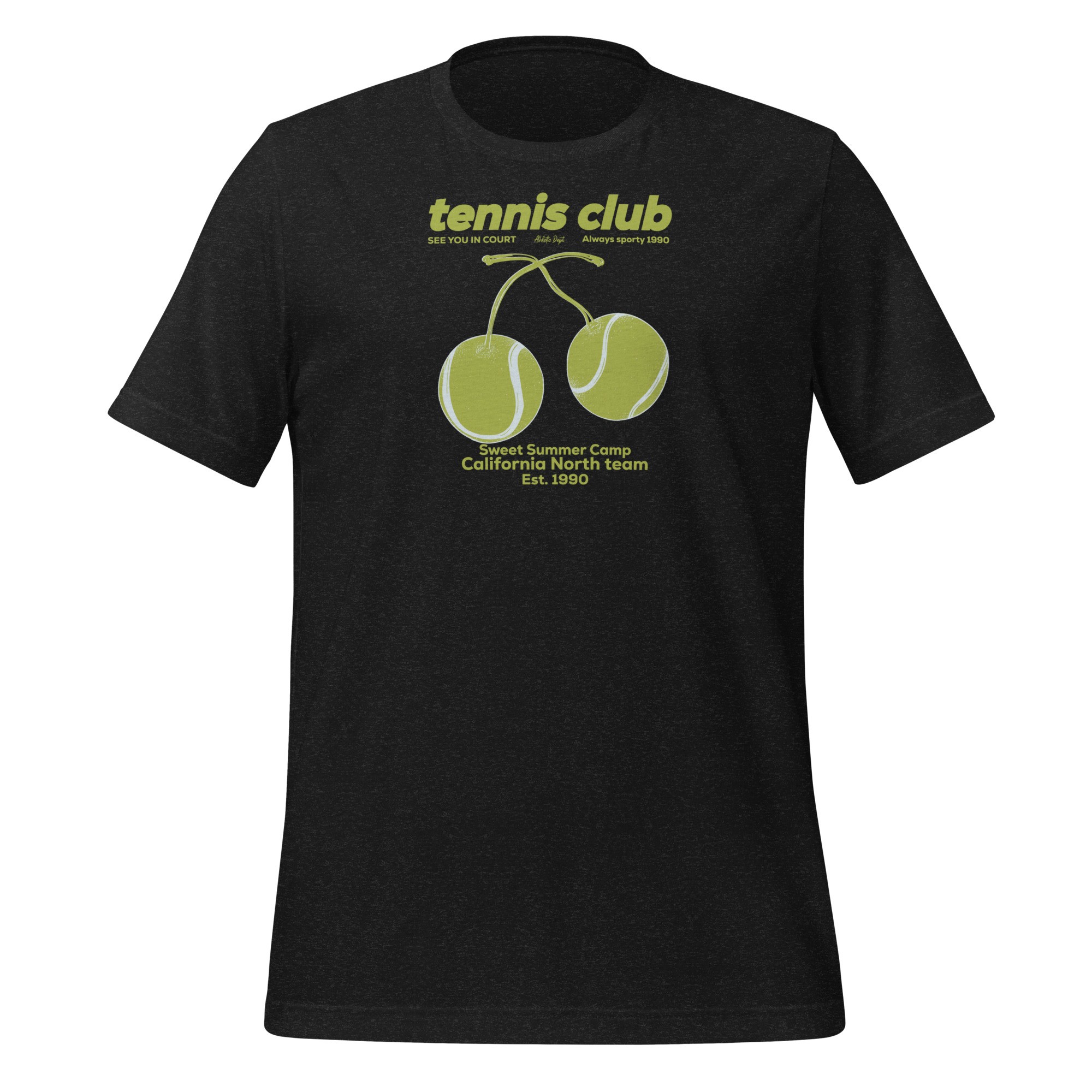 Unisex Cherry Tennis T-Shirt - Siyah