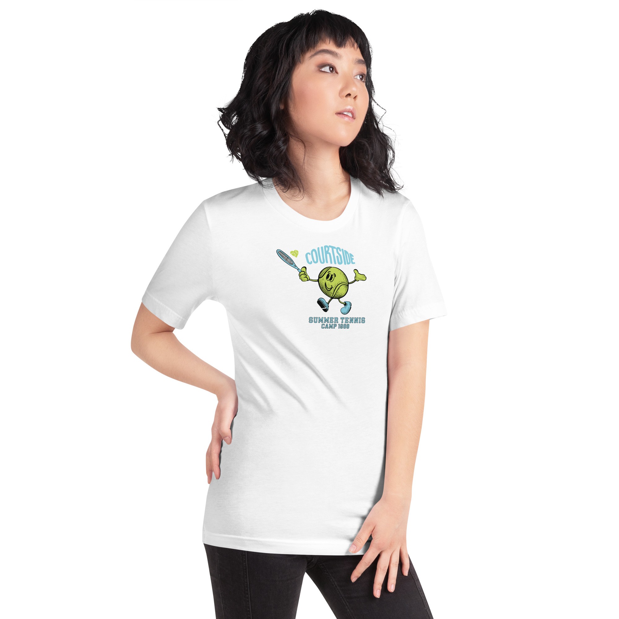 Unisex Courtside Tennis T-Shirt - Beyaz