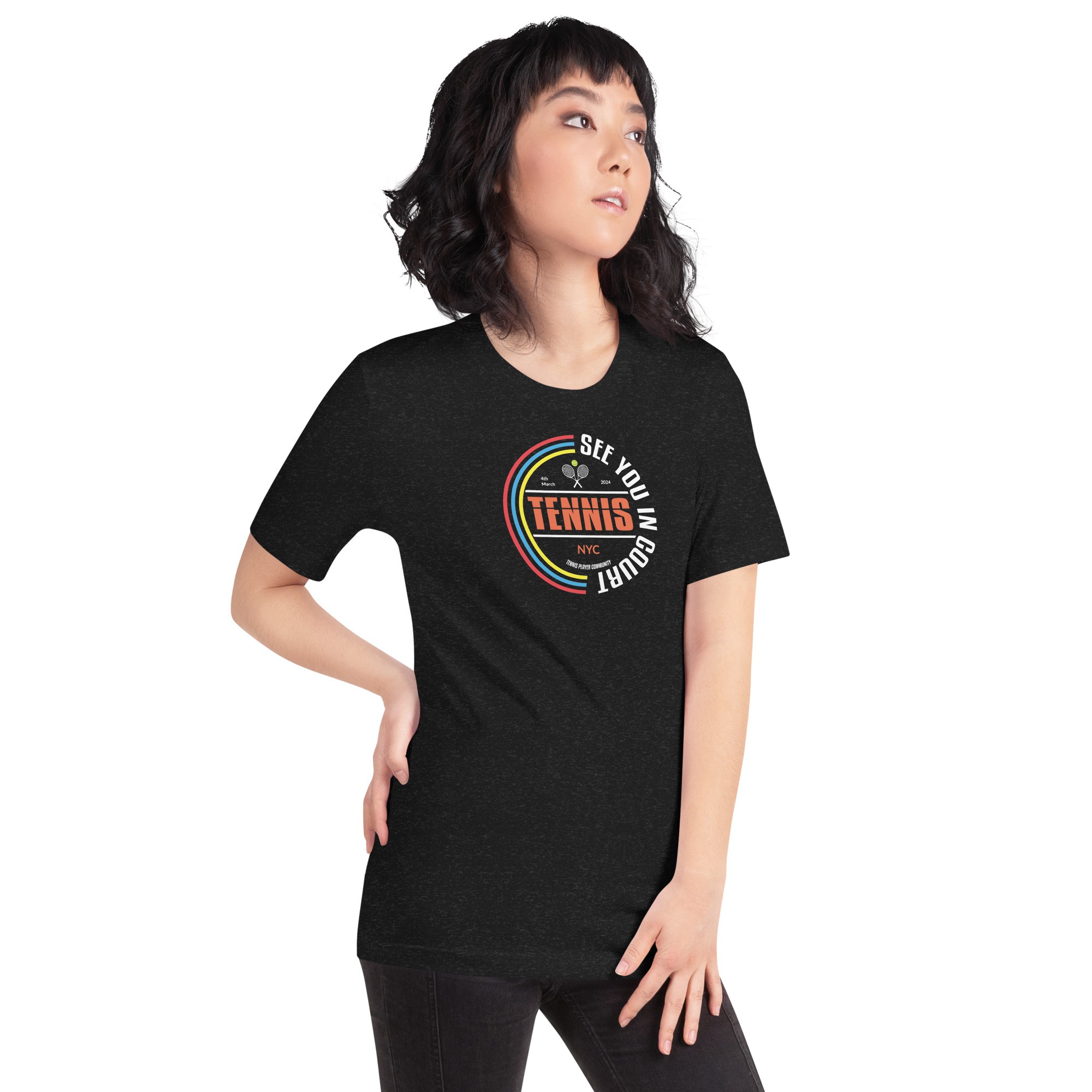 Unisex See You In Court Tenis T-Shirt - Siyah
