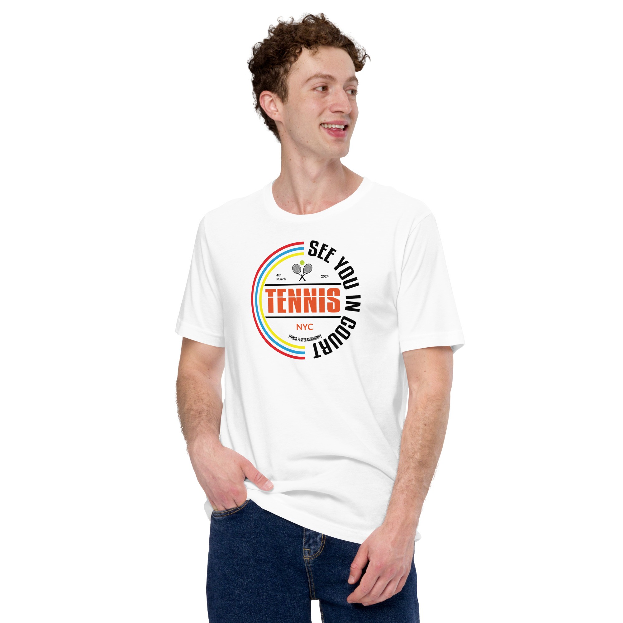 Unisex See You In Court Tenis T-Shirt - Beyaz