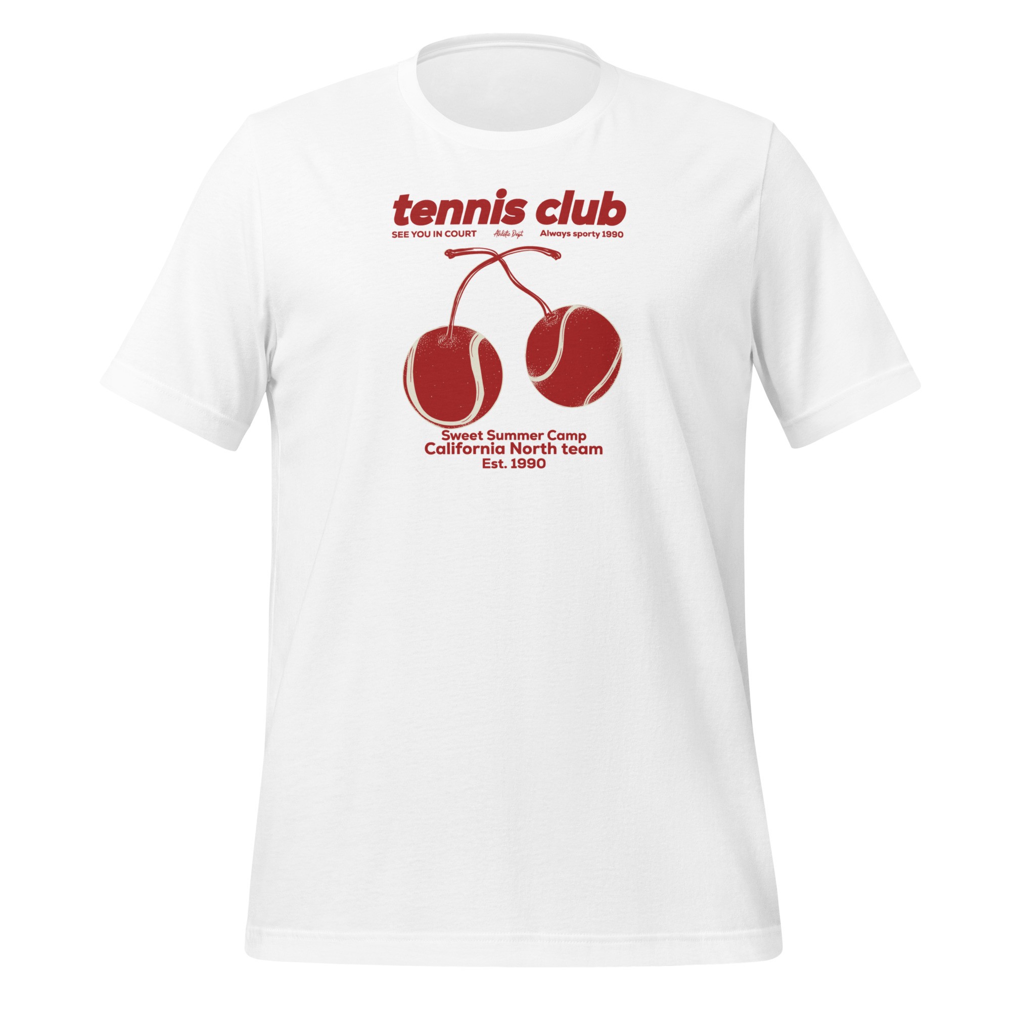 Unisex Cherry Tennis T-Shirt - Beyaz