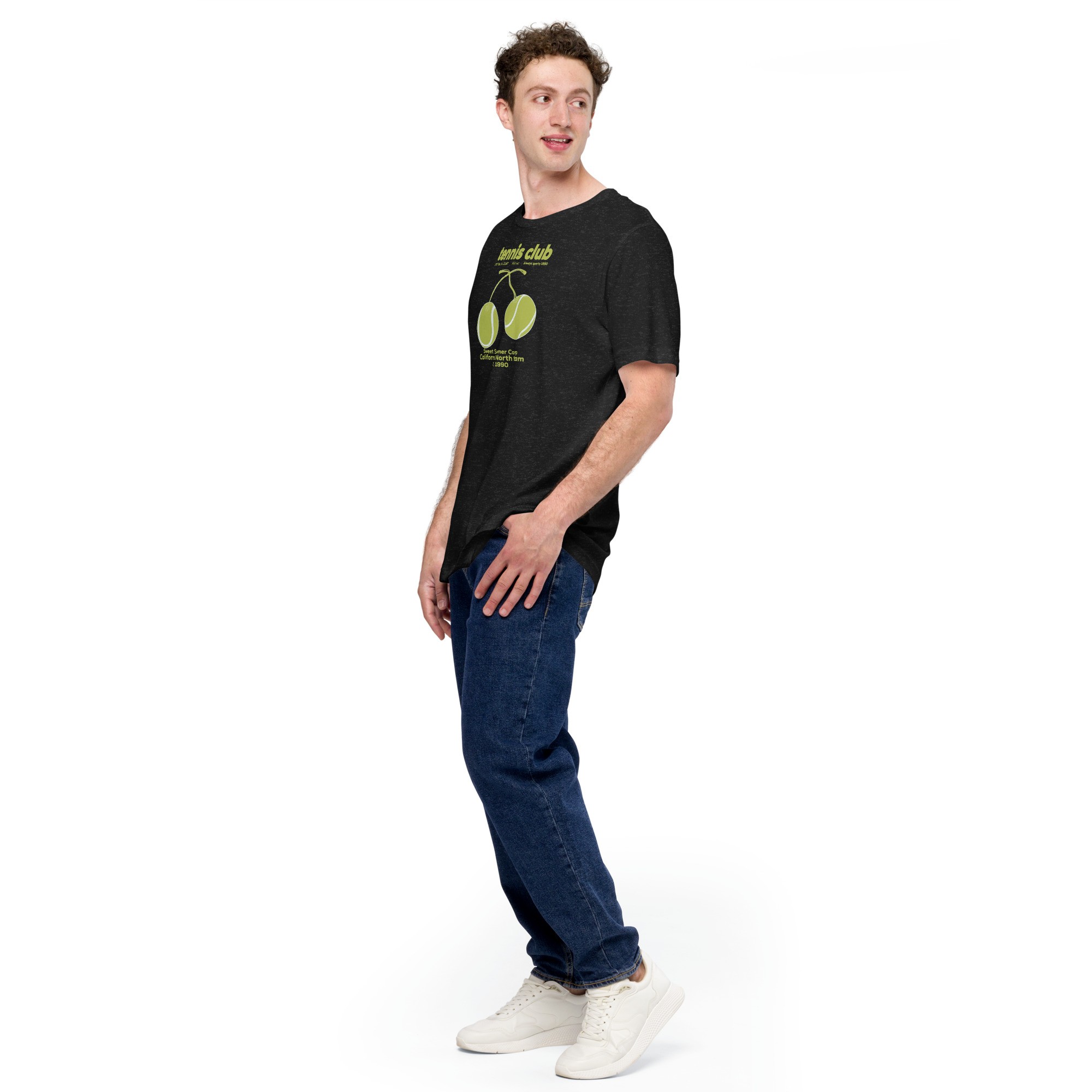 Unisex Cherry Tennis T-Shirt - Siyah