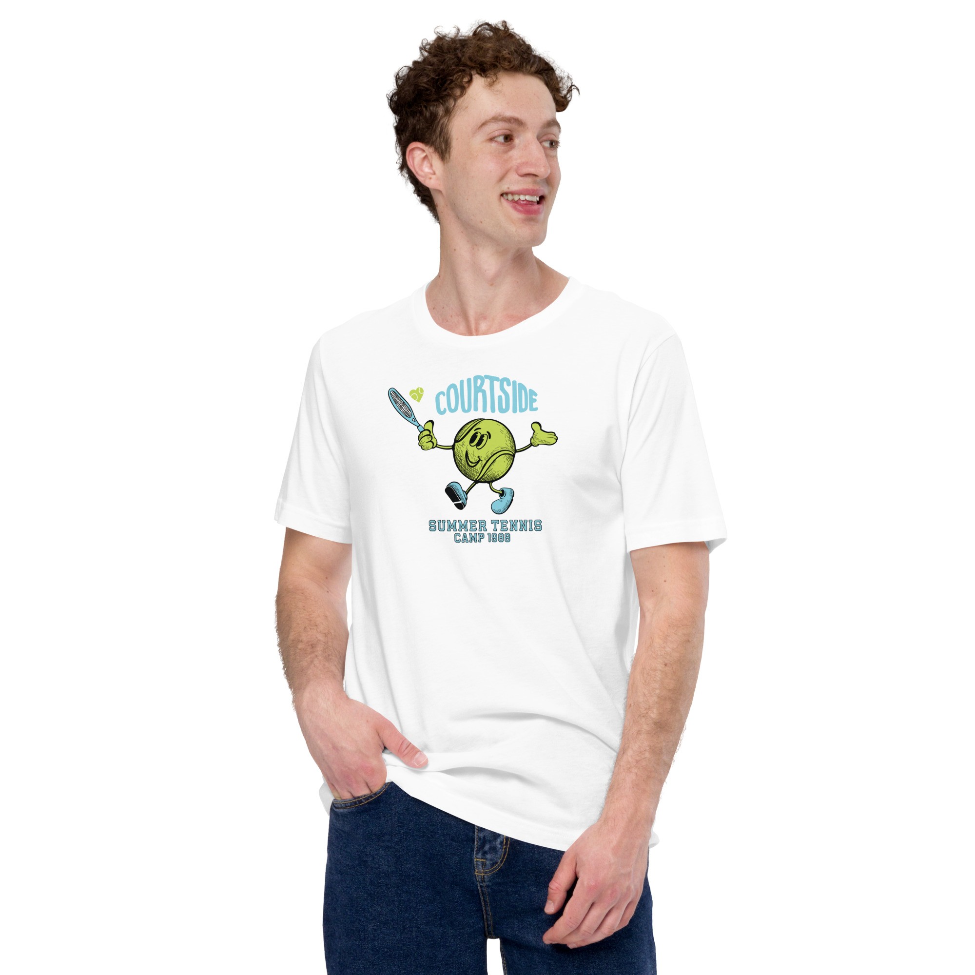 Unisex Courtside Tennis T-Shirt - Beyaz