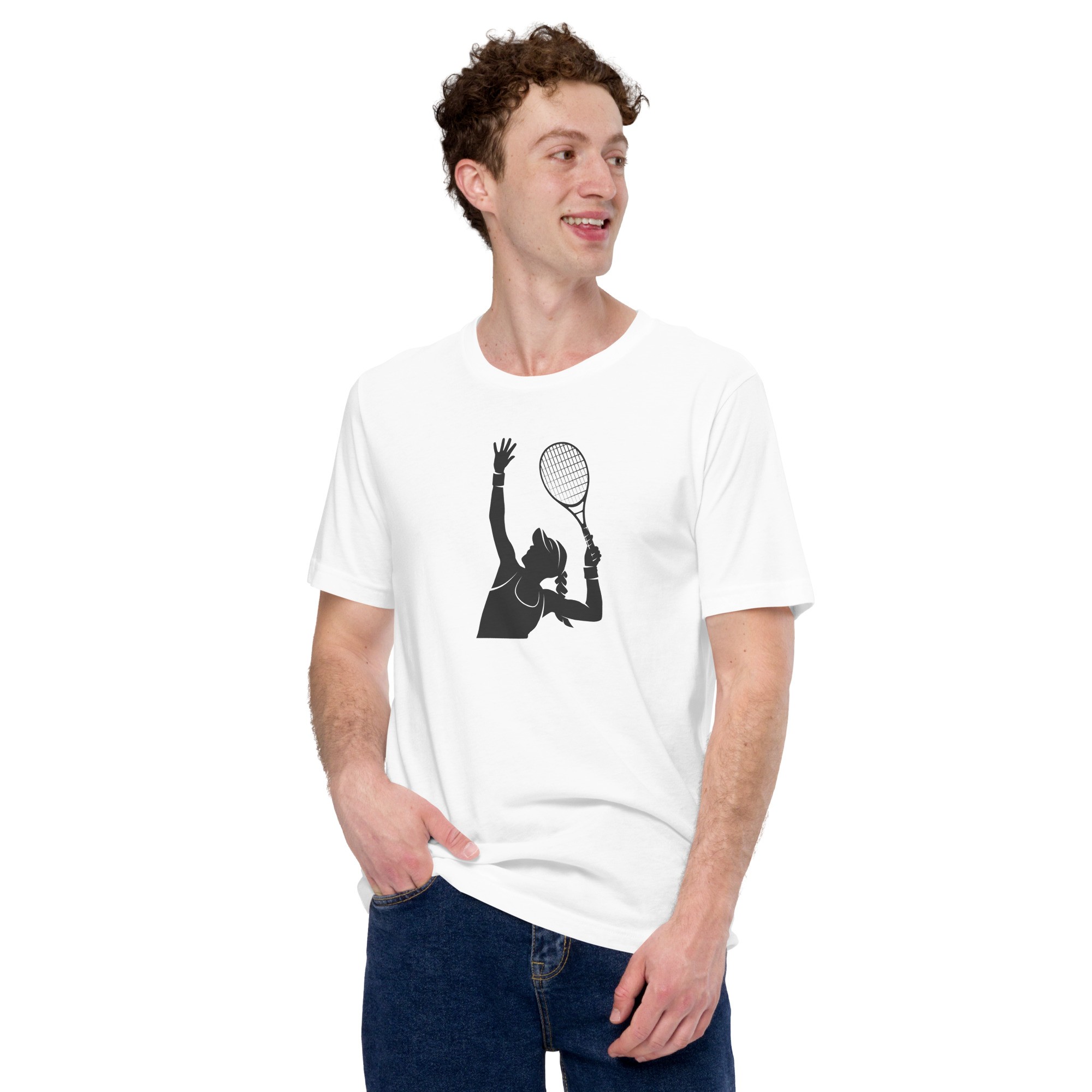 Unisex Woman Tennis Player Tennis T-Shirt - Beyaz