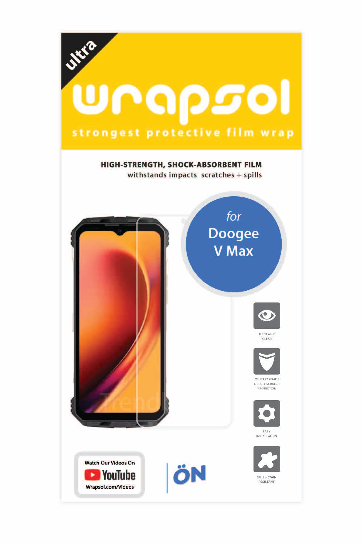 Doogee V Max - Ekran Koruyucu Parlak Şeffaf Poliüretan Film (150 mikron)