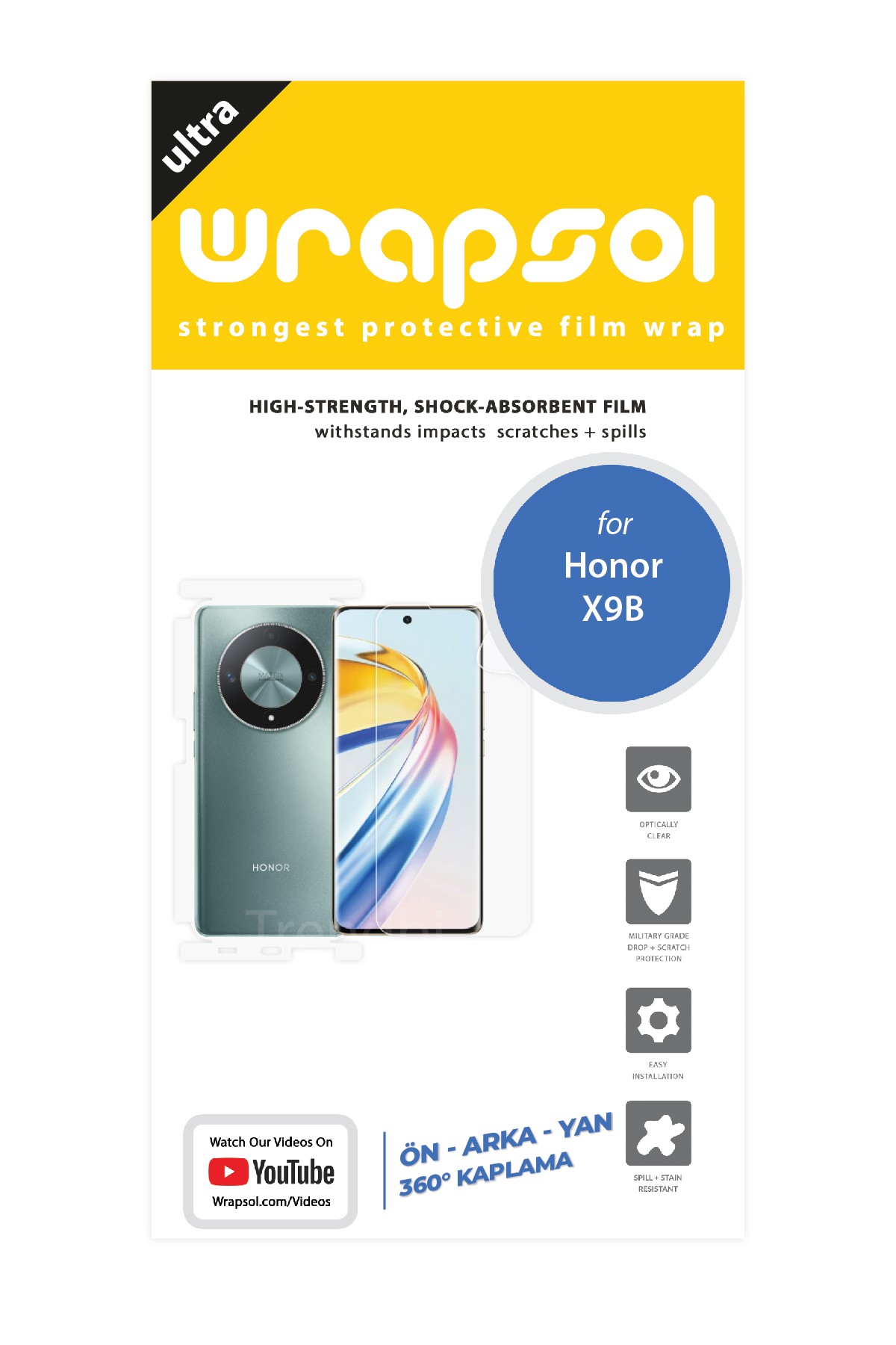Honor X9b - Fullbody Koruyucu Parlak Şeffaf Poliüretan Film (150 micron)