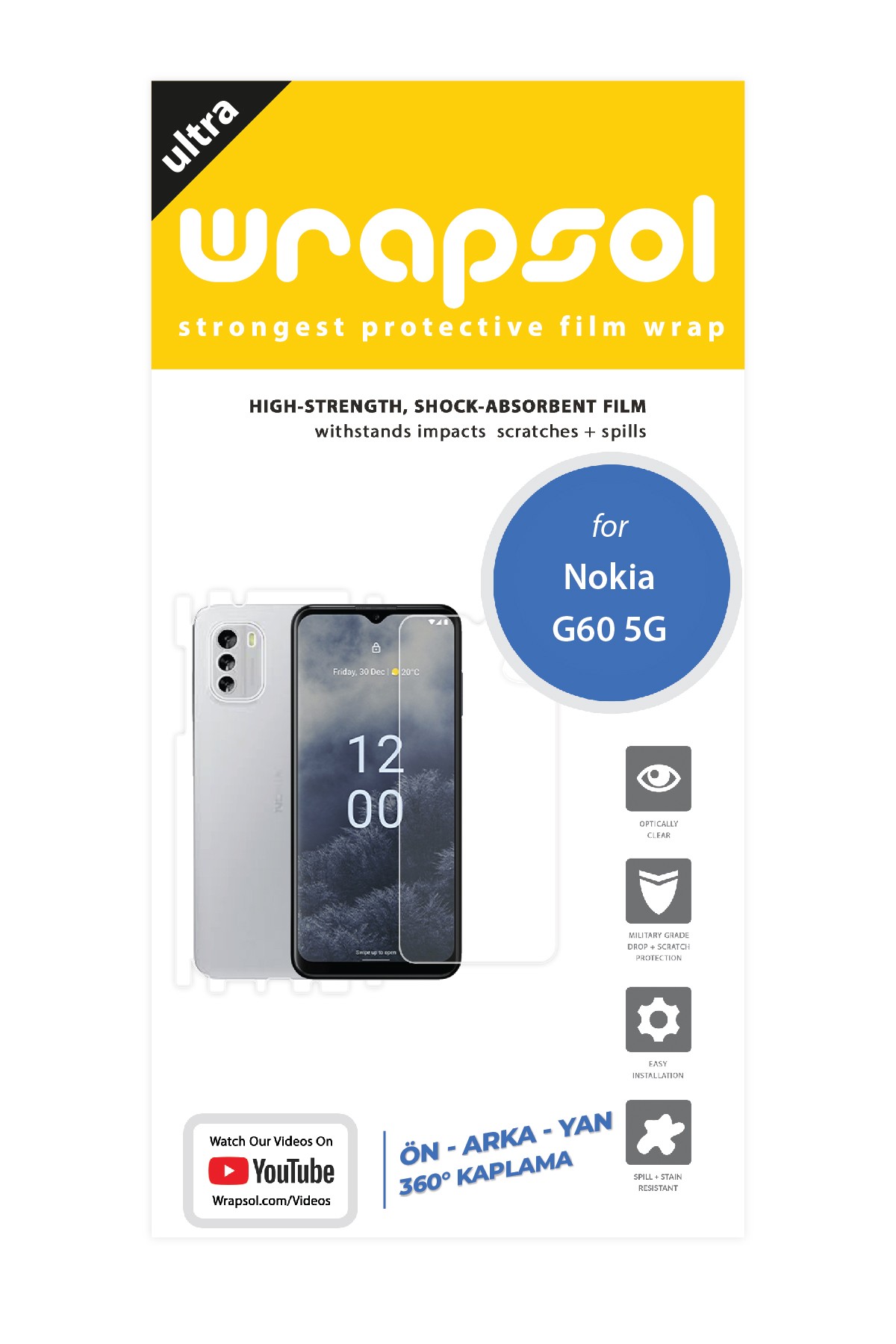 Nokia G60 5G - Fullbody Koruyucu Parlak Şeffaf Poliüretan Film (150 micron)
