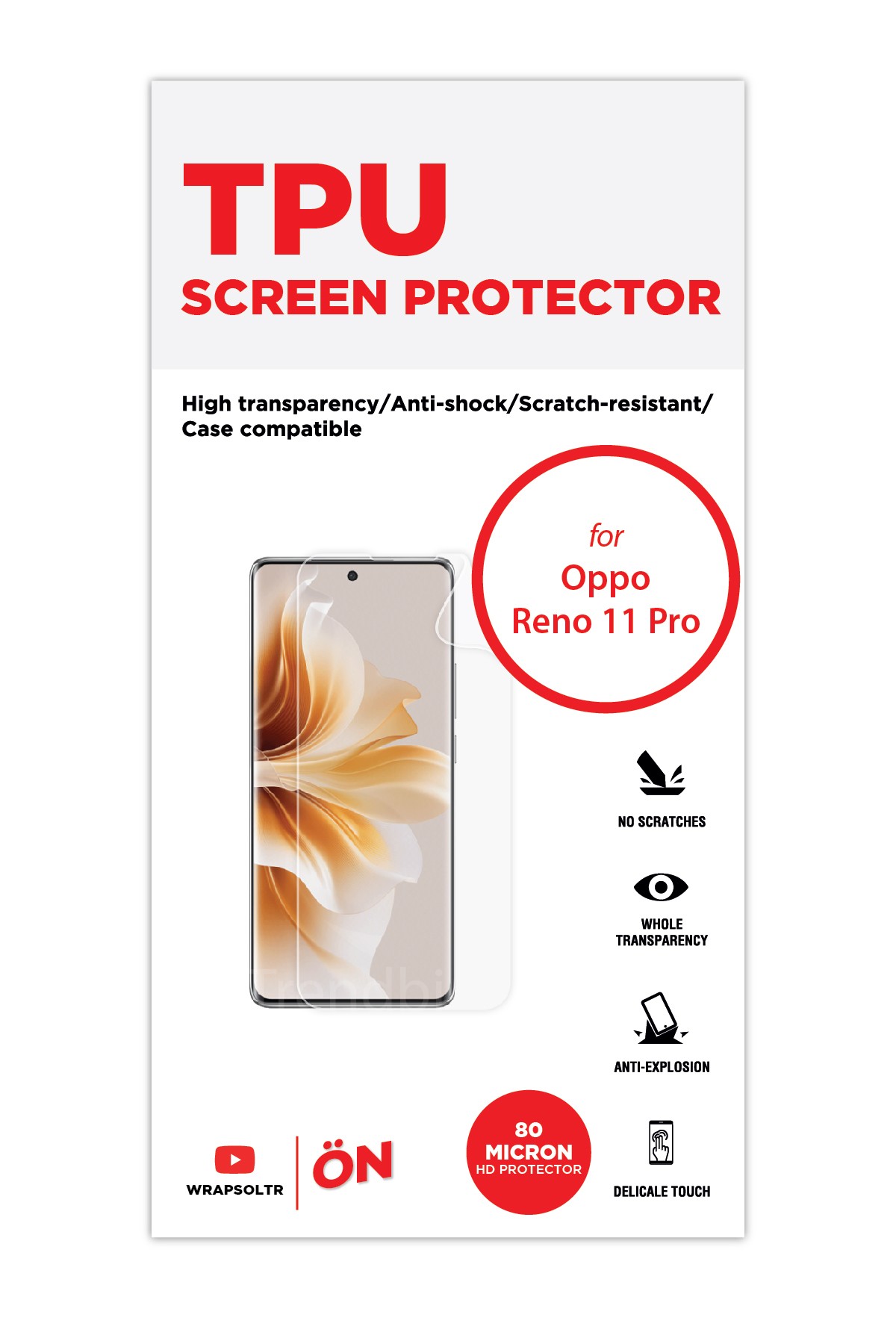 Oppo Reno 11 Pro - Ekran Koruyucu Parlak Şeffaf TPU Film (80 micron)