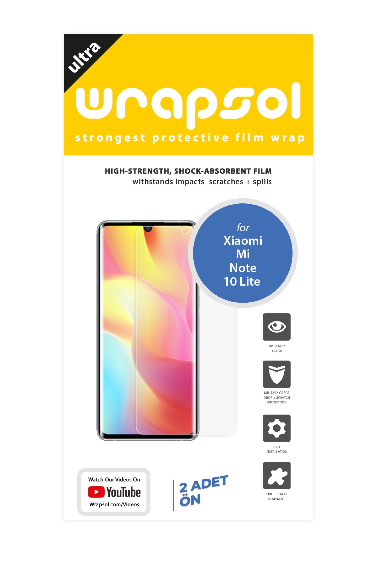 Xiaomi Mi Note 10 Lite - Ekran Koruyucu Parlak Şeffaf Poliüretan Film (150 mikron)