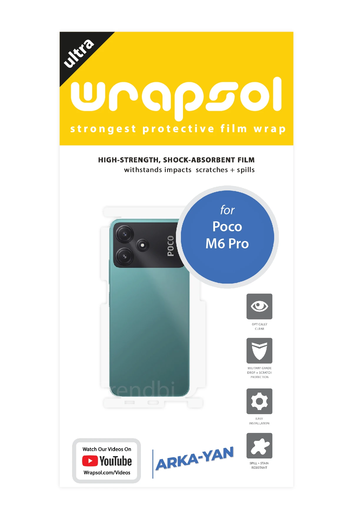 Xiaomi Poco M6 Pro - Arka/Yan Koruyucu Parlak Şeffaf Poliüretan Film (150 micron)