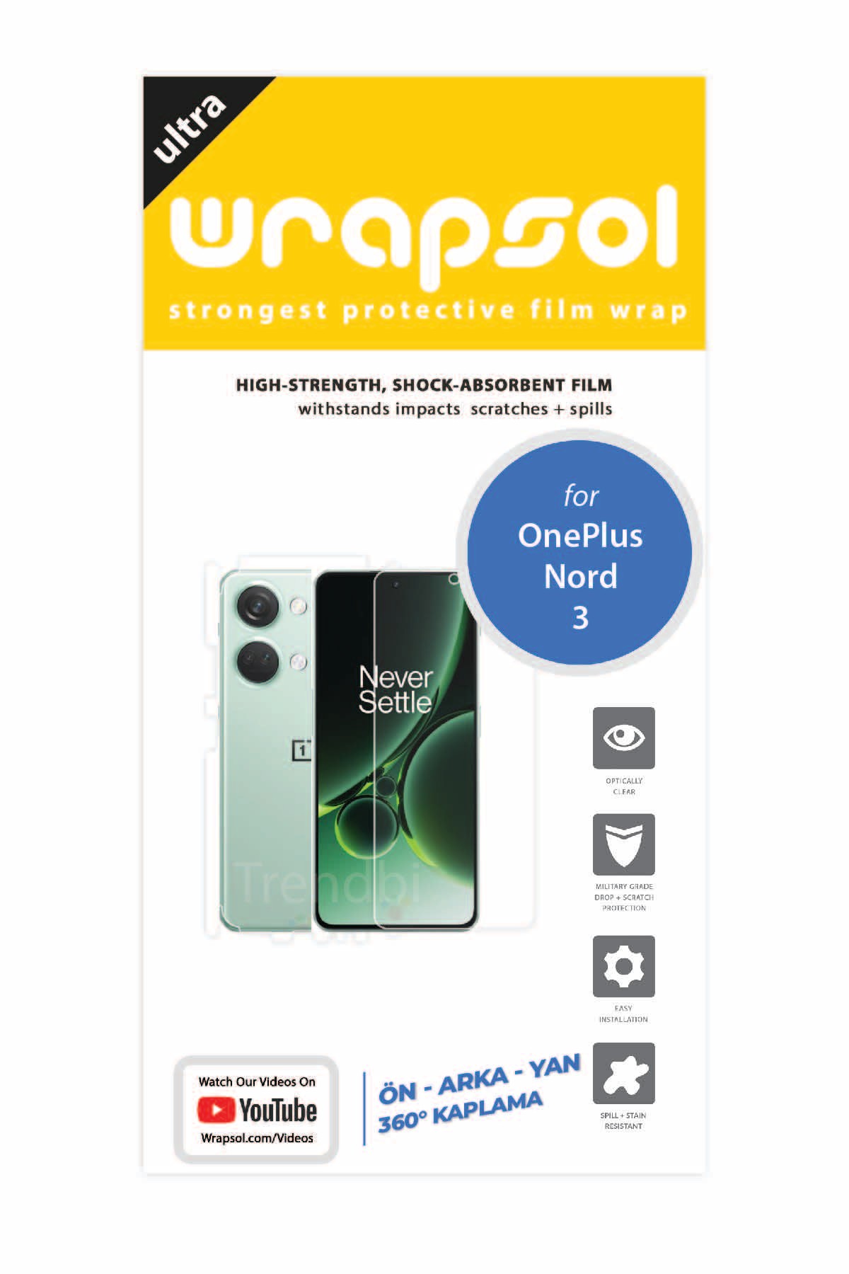 Oneplus Nord 3 - Fullbody Koruyucu Parlak Şeffaf Poliüretan Film (150 micron)